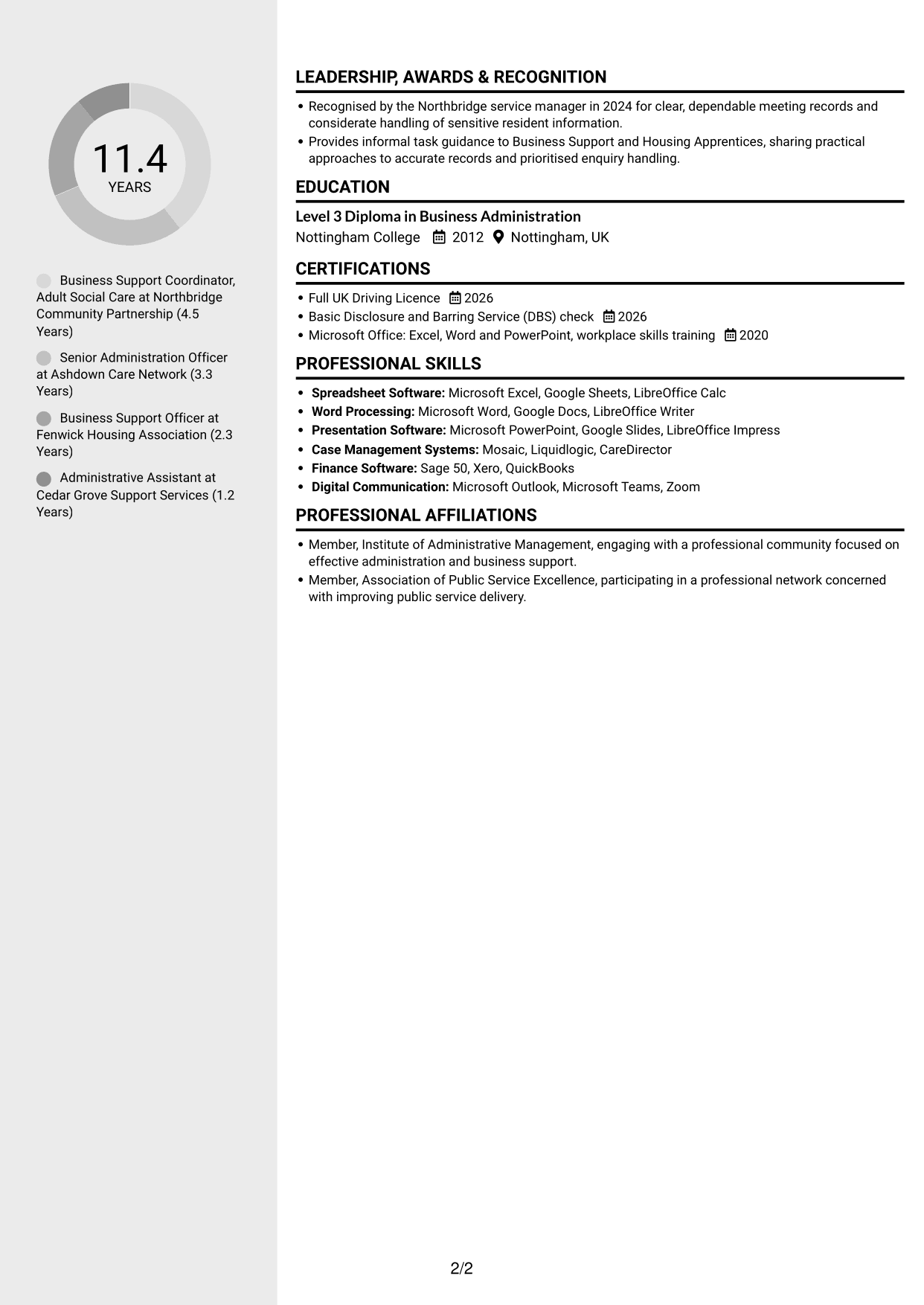 CV example — page 2