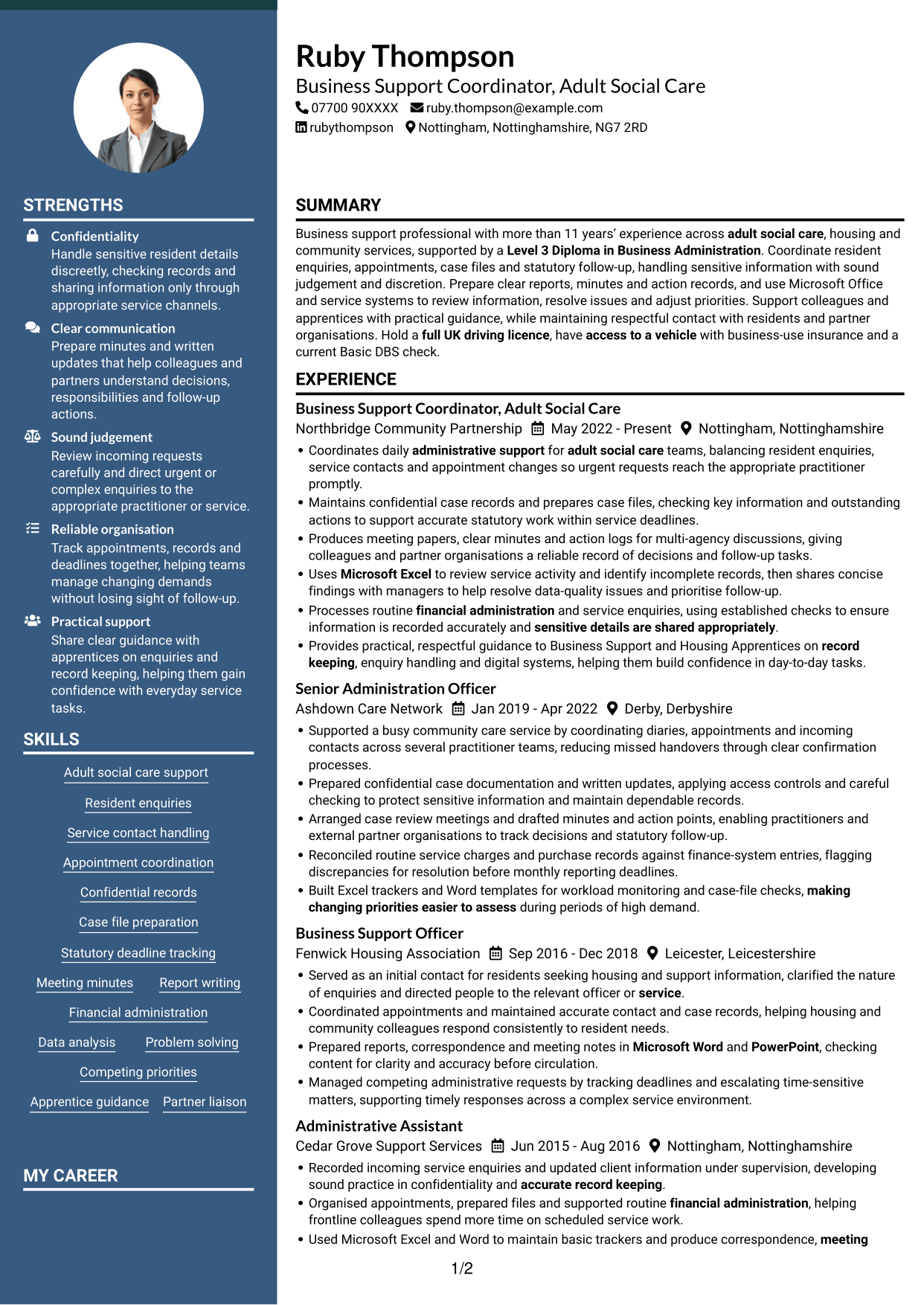CV example — page 1
