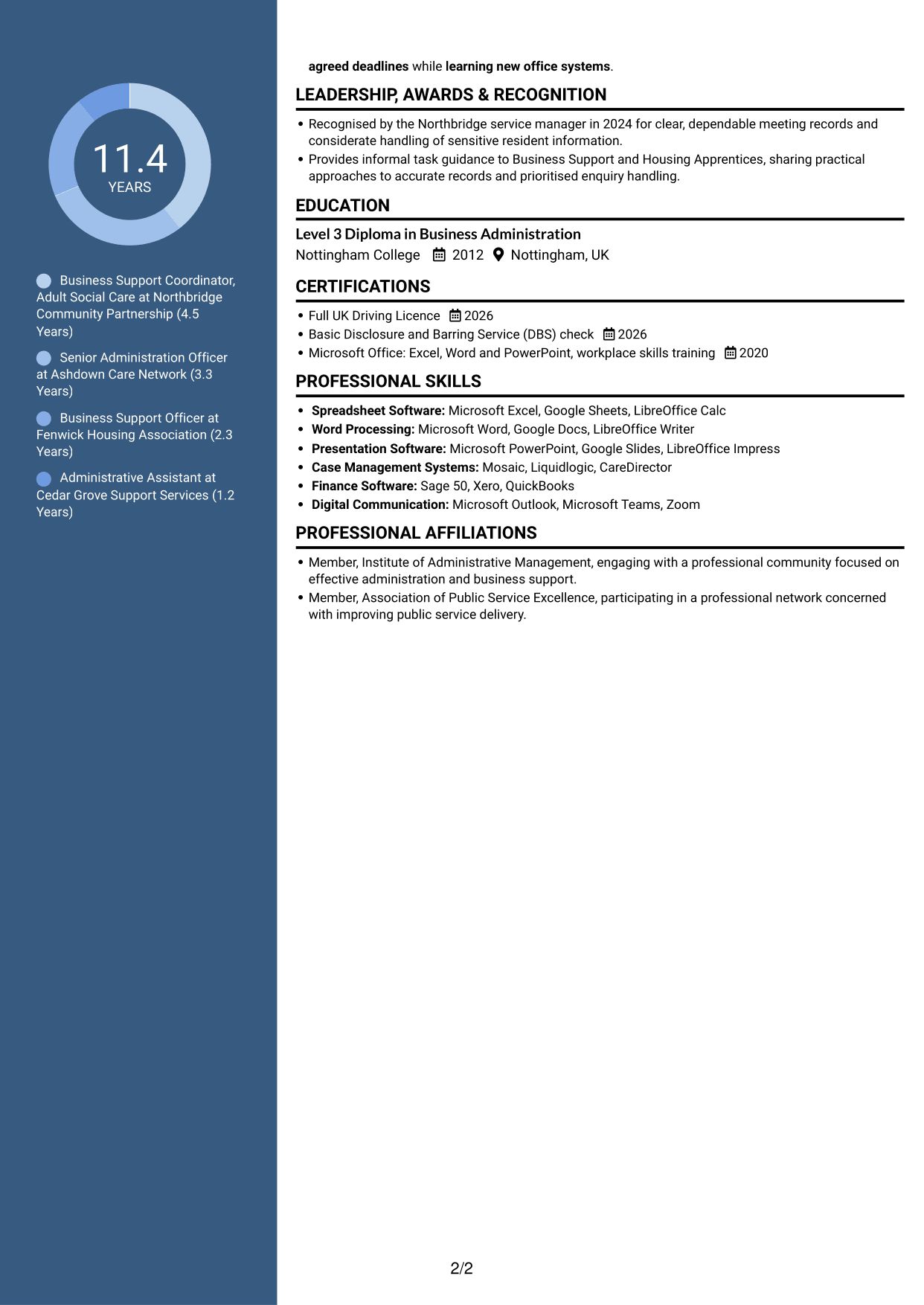 CV example — page 2