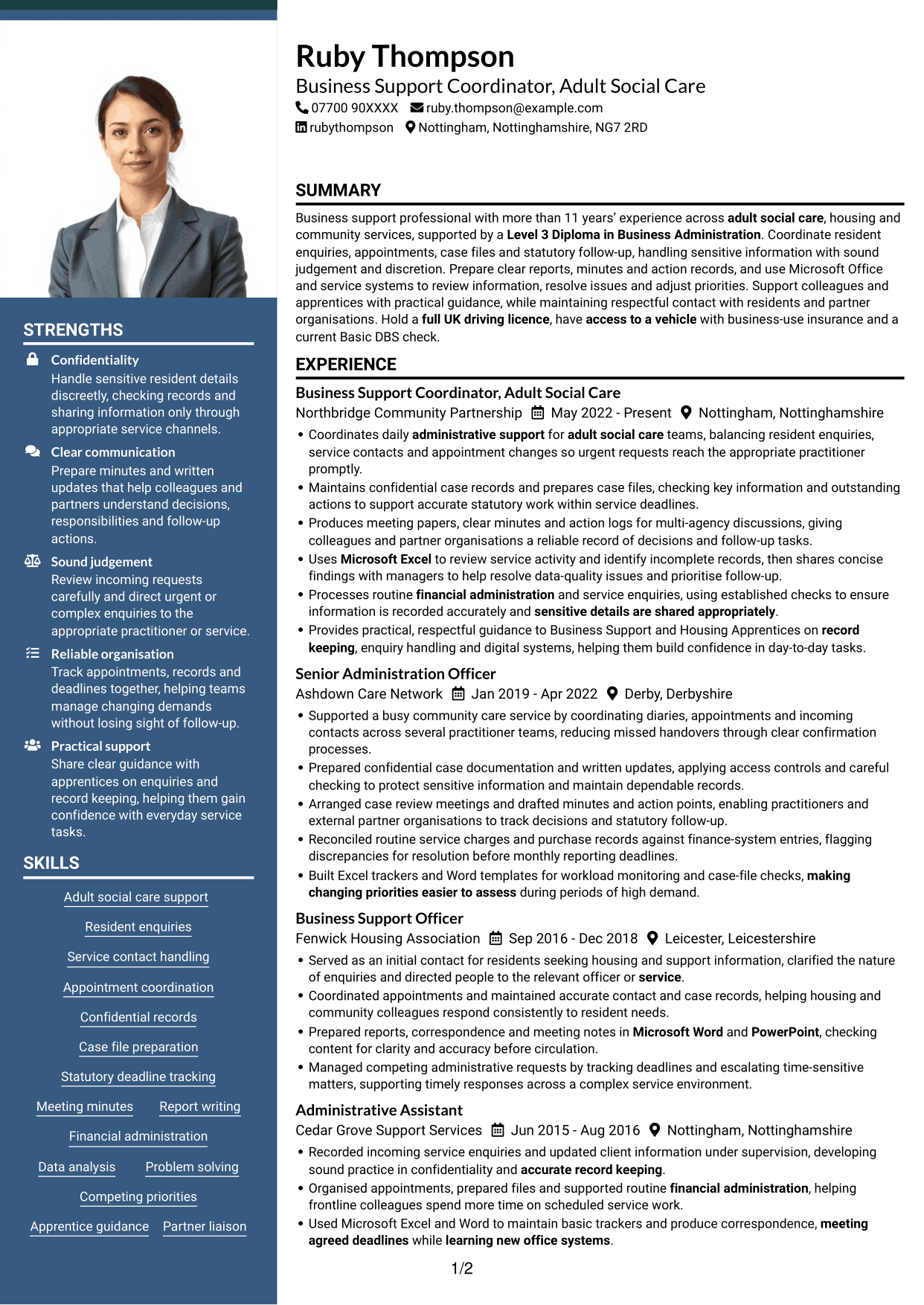 CV example — page 1