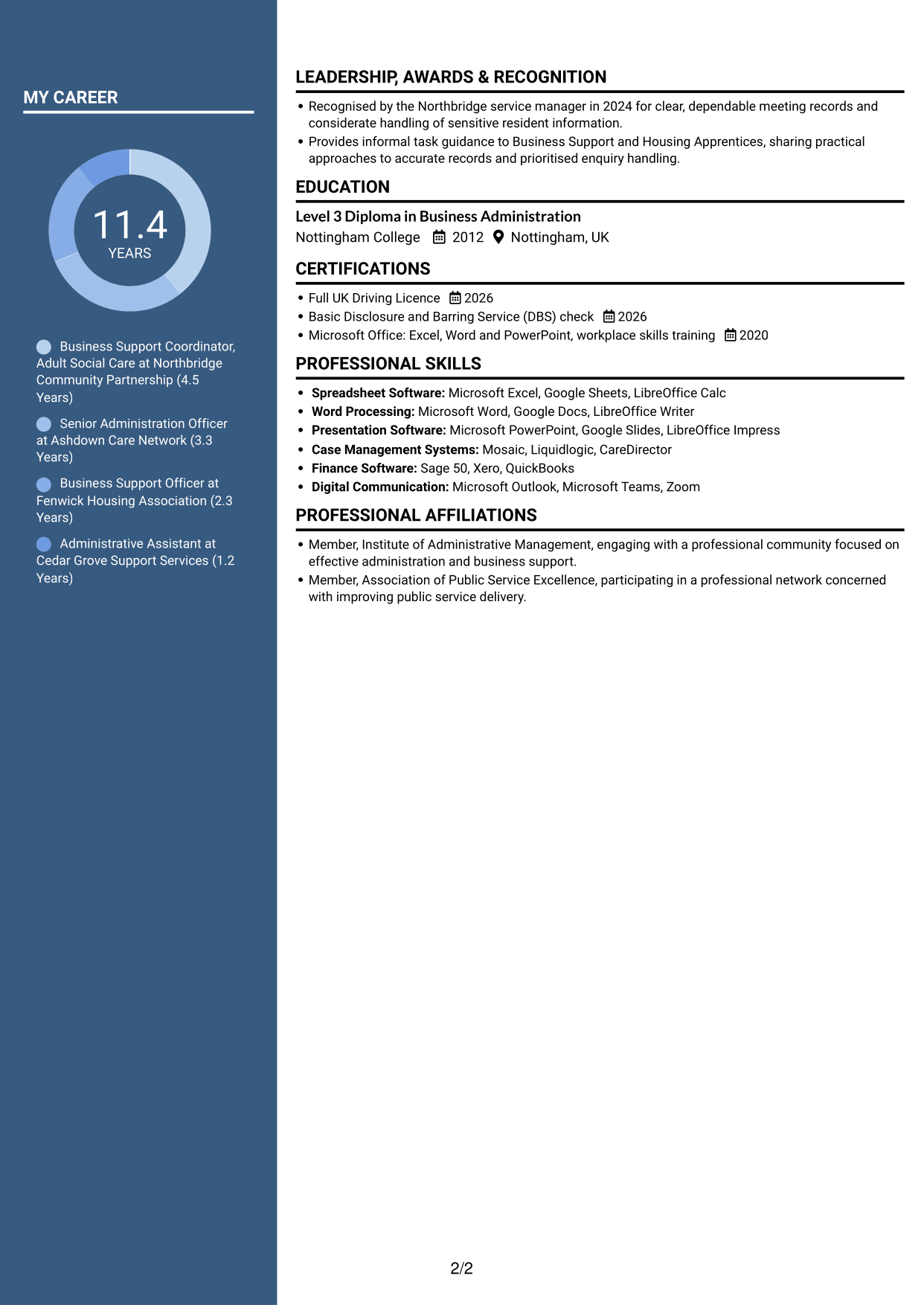 CV example — page 2