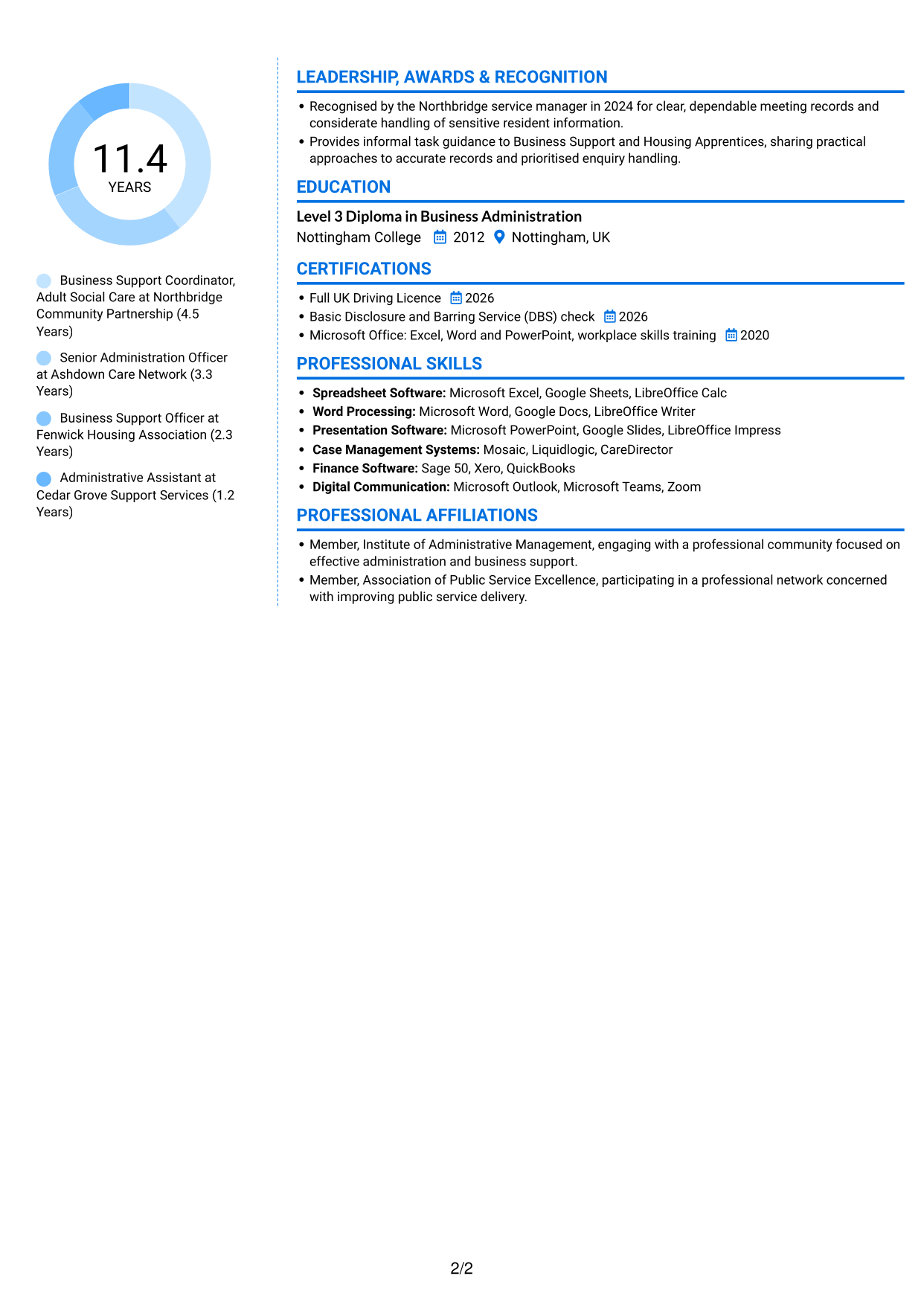 CV example — page 2