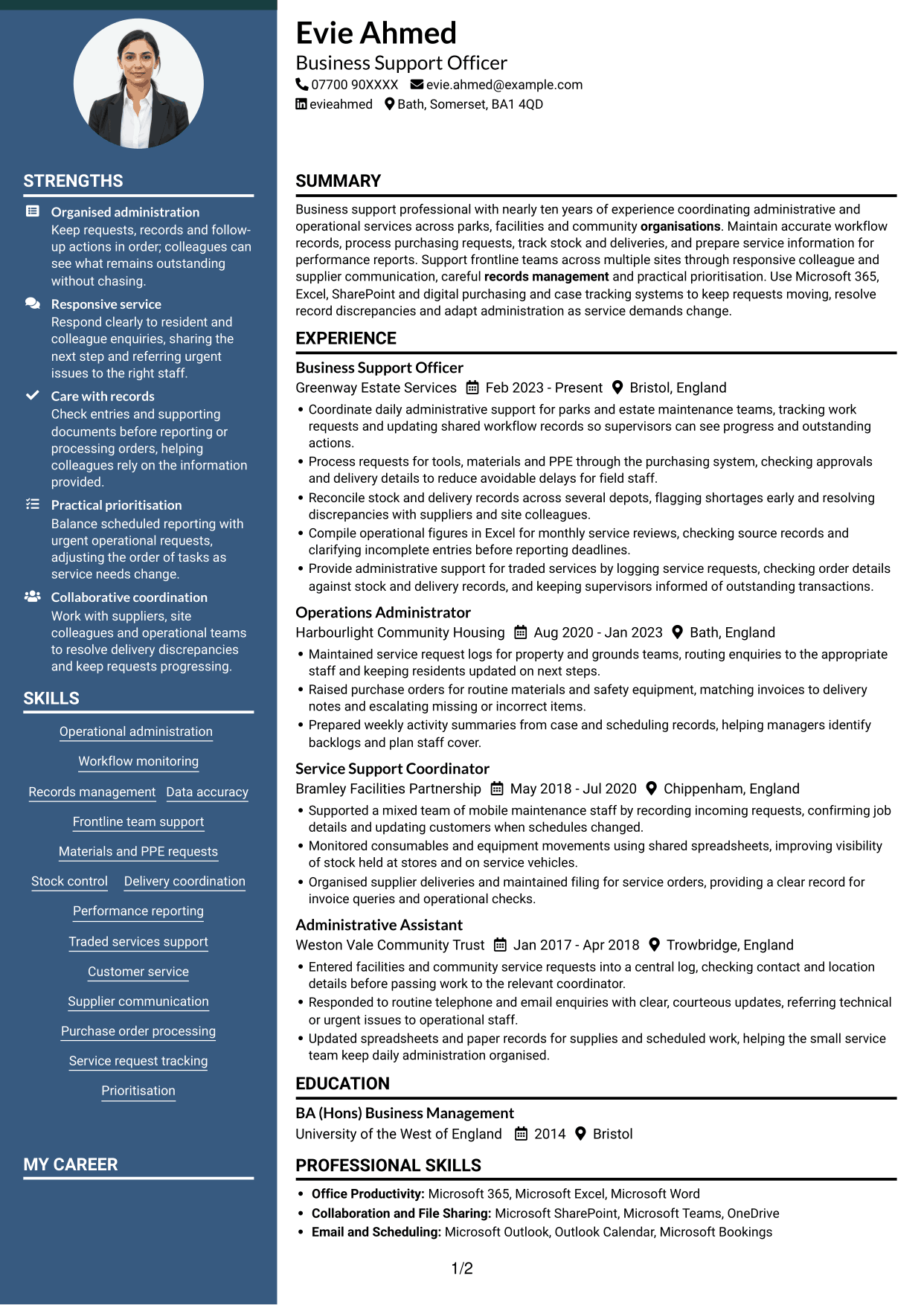 CV example — page 1