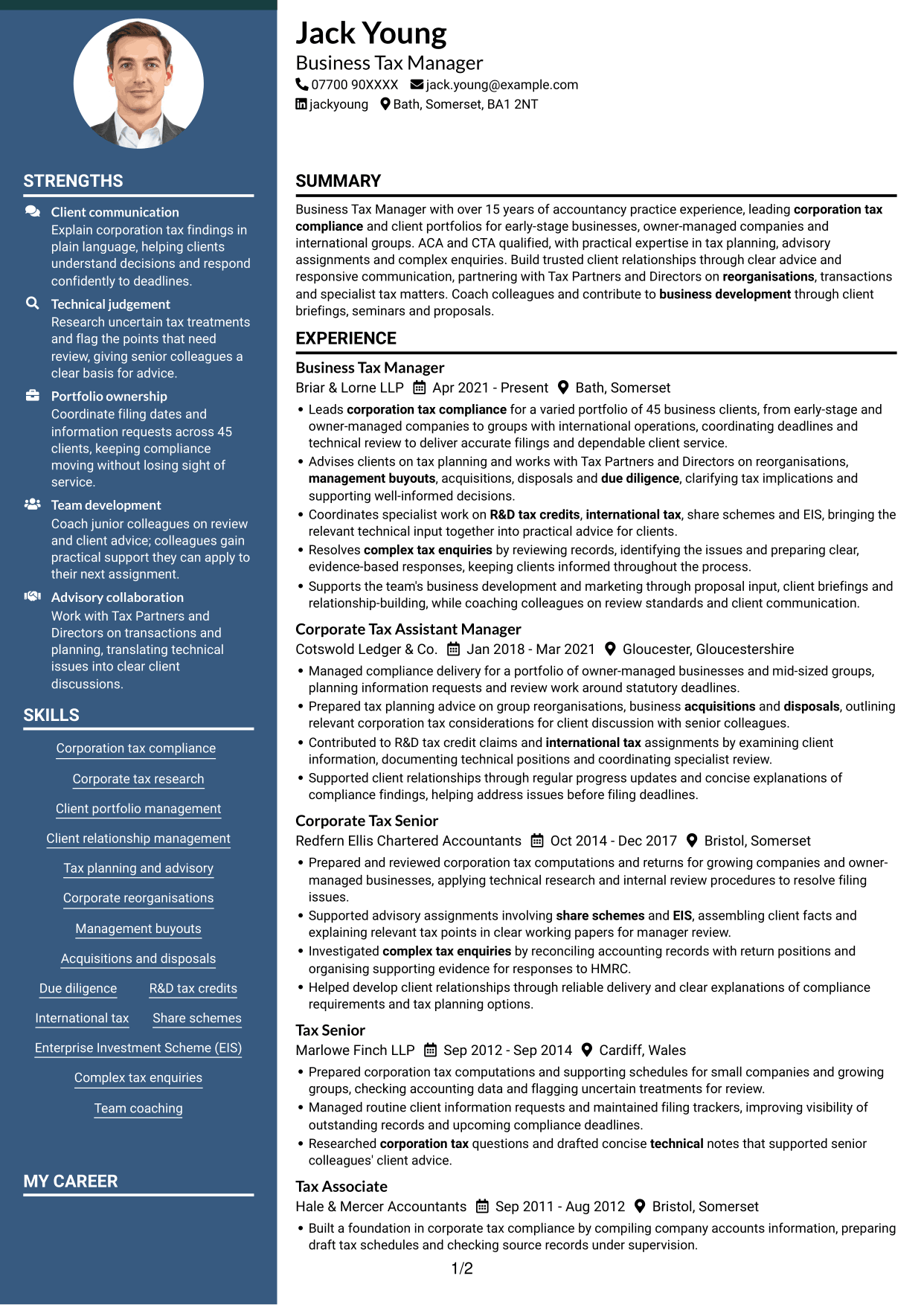 CV example — page 1