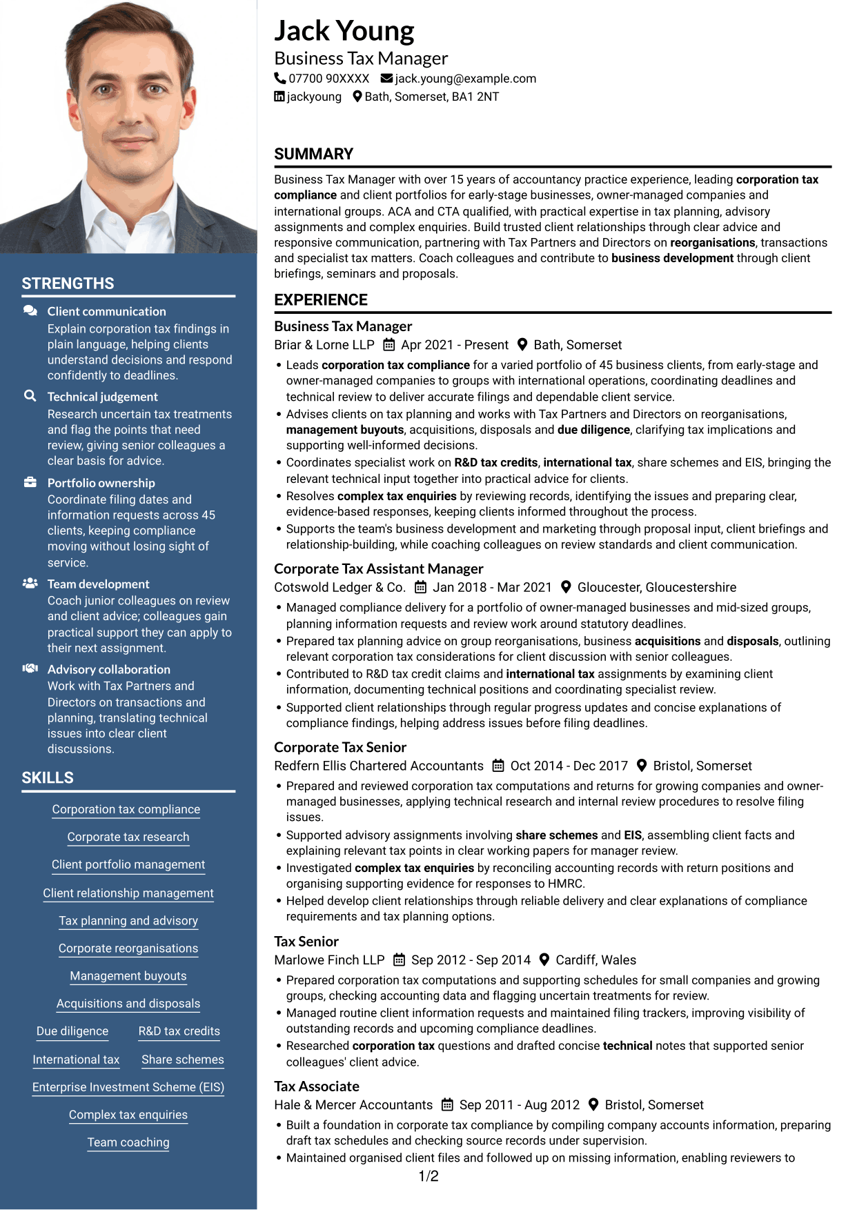 CV example — page 1