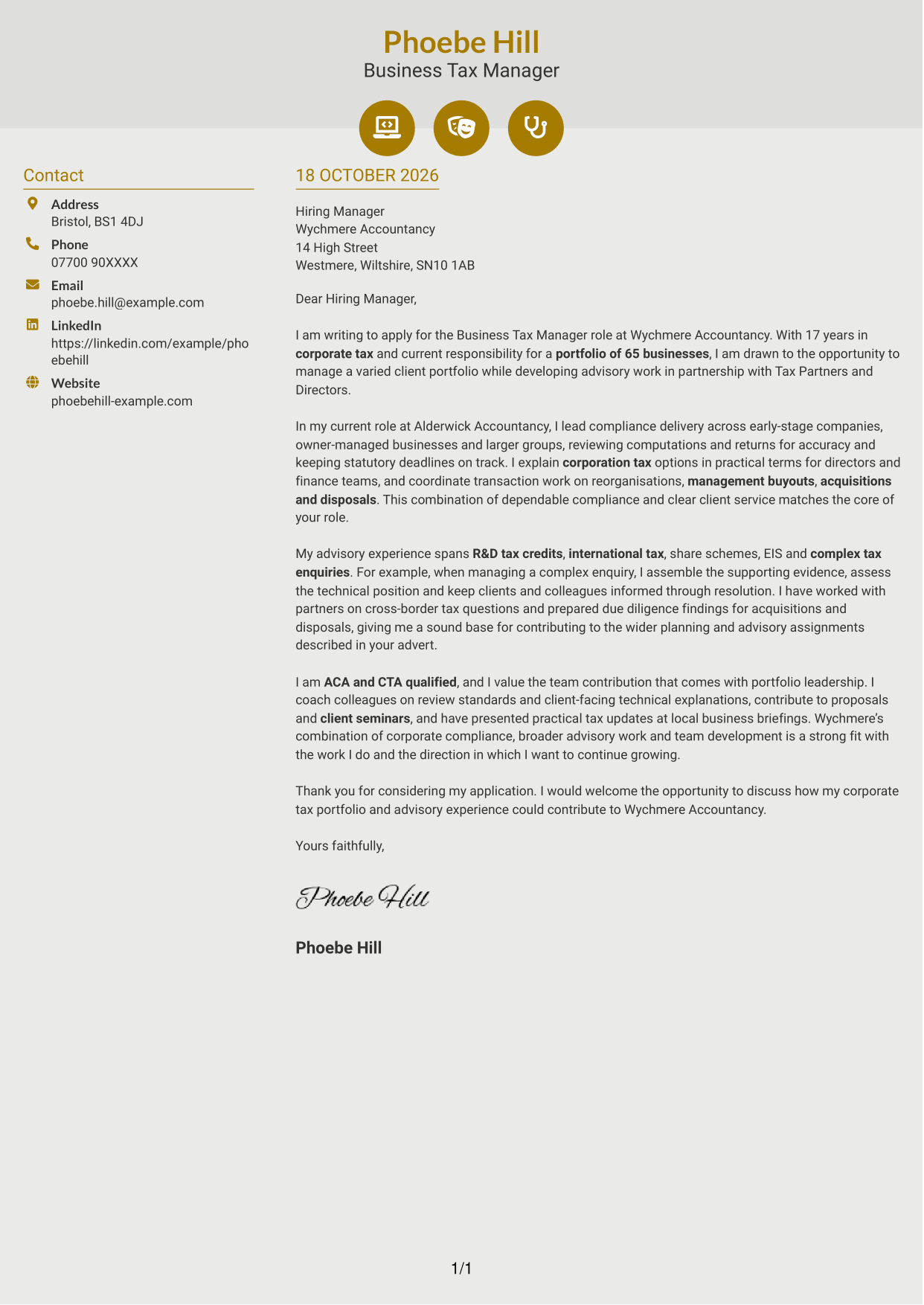 Cover letter example — page 1