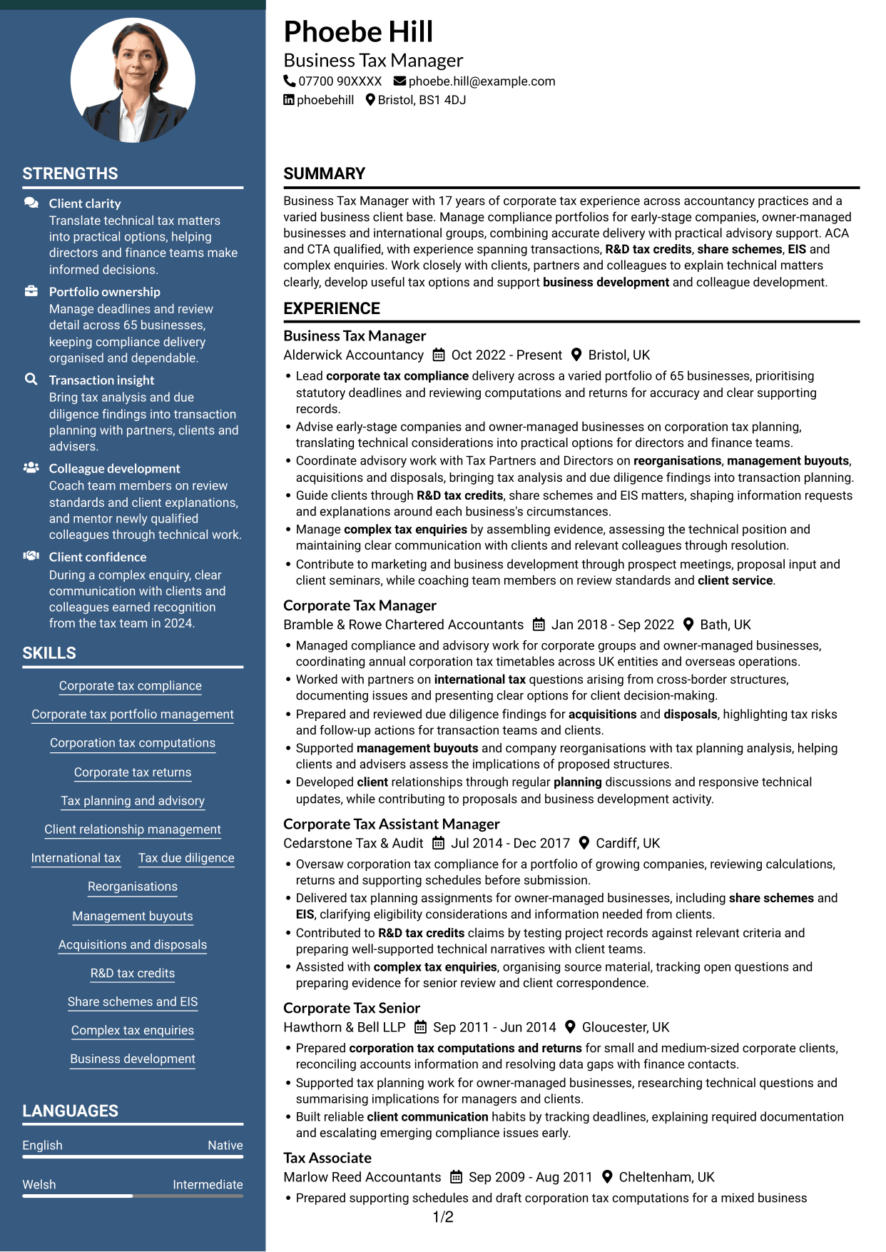 CV example — page 1