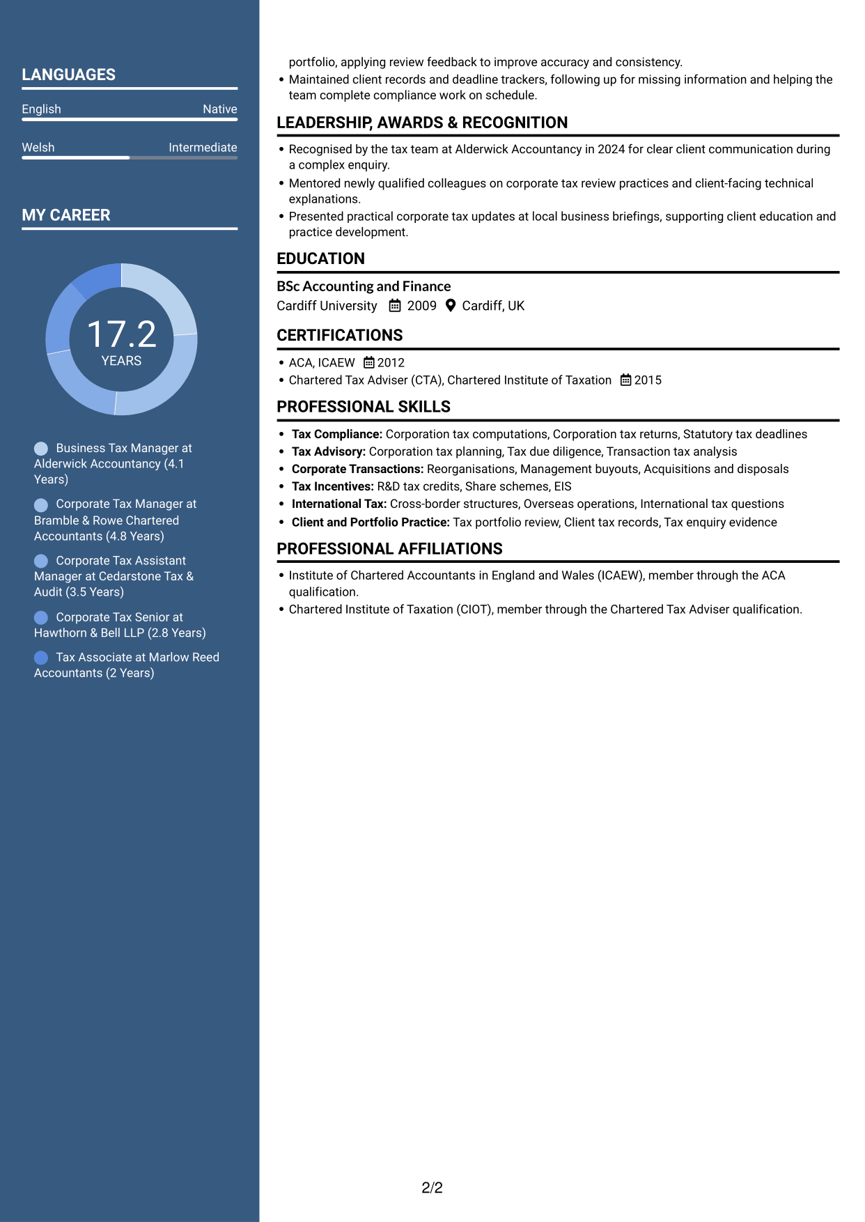 CV example — page 2