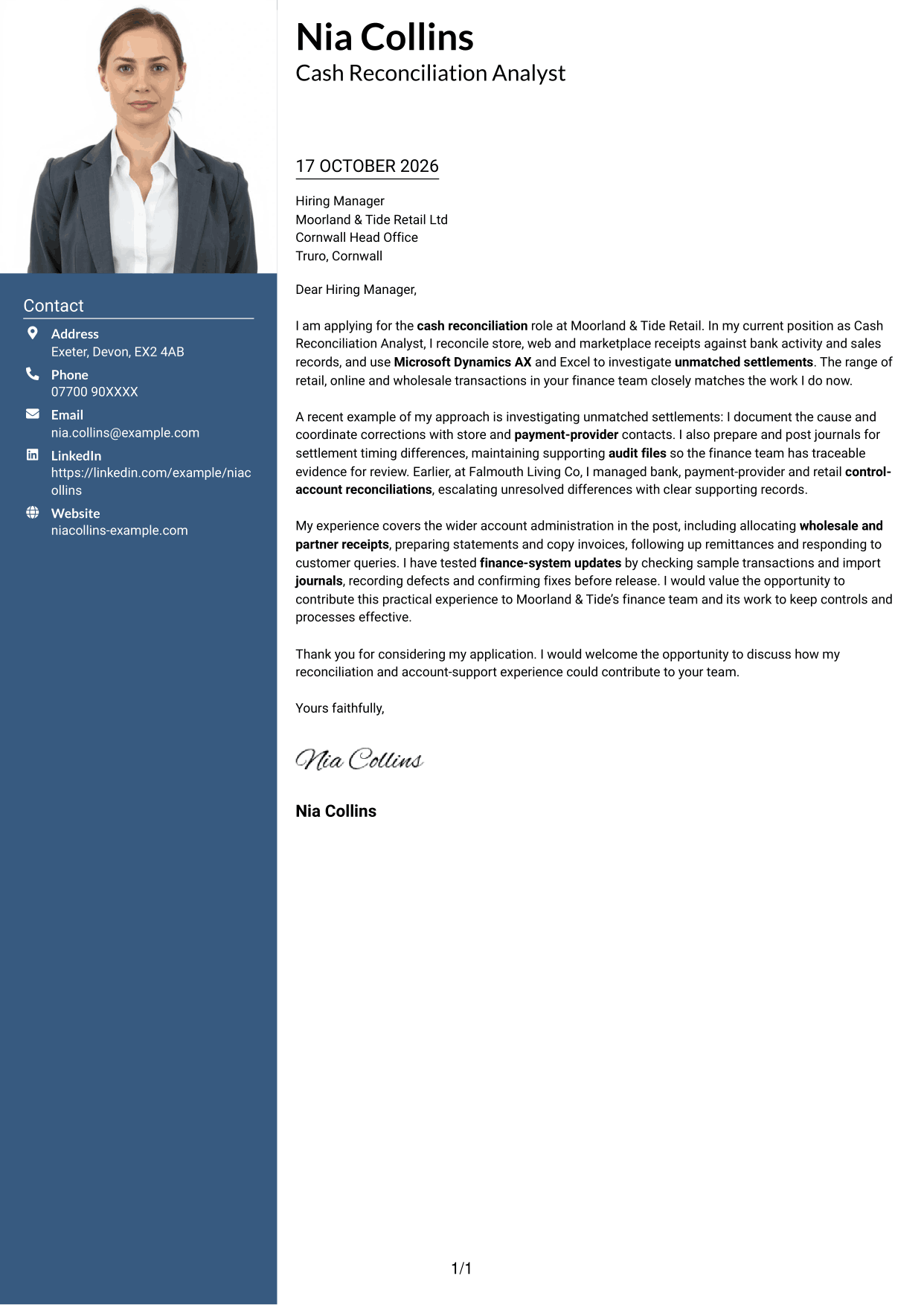 Cover letter example — page 1