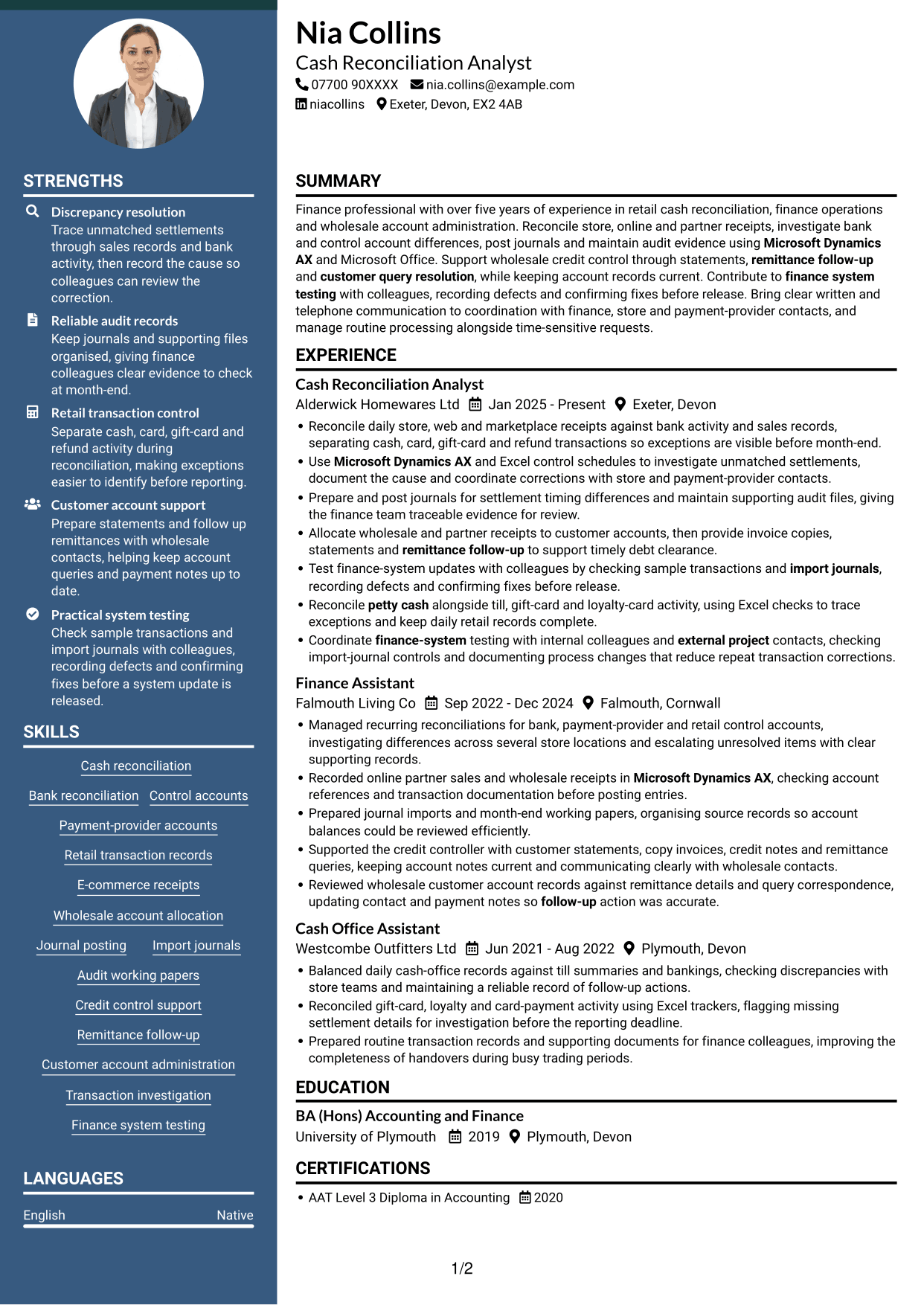 CV example — page 1