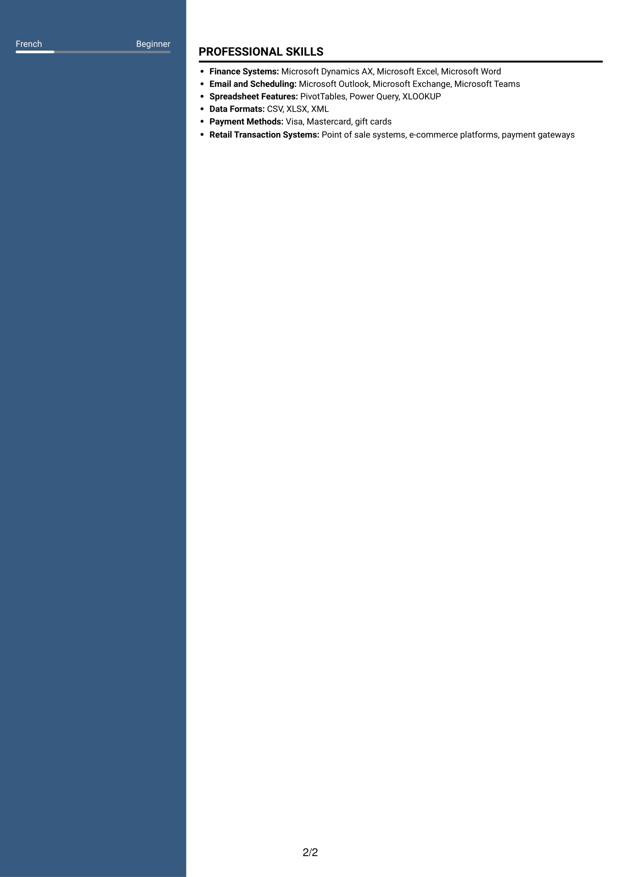 CV example — page 2