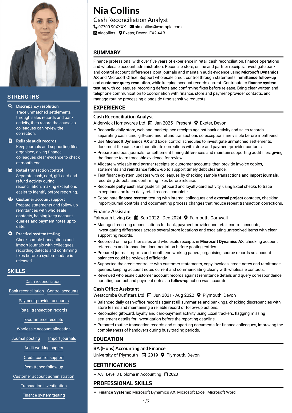 CV example — page 1