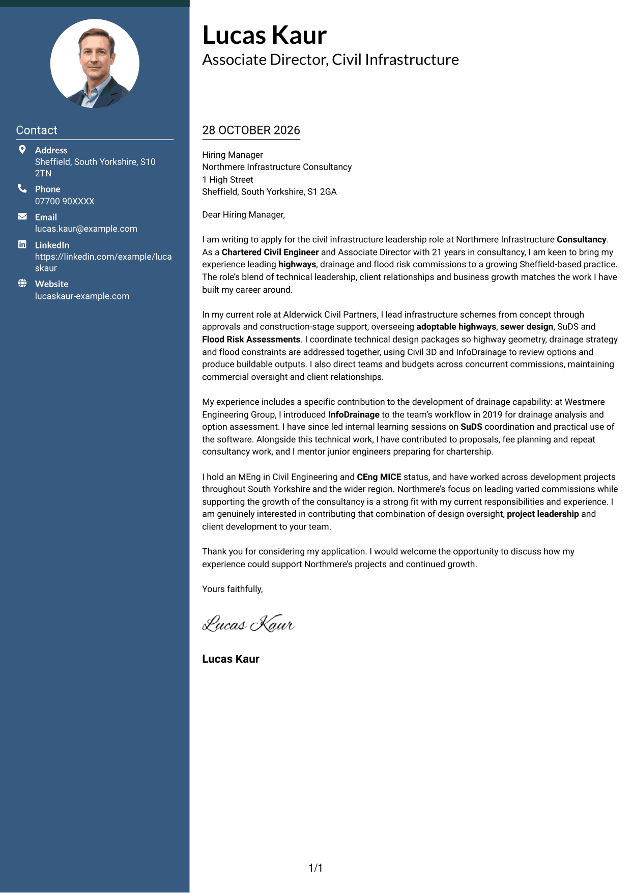 Cover letter example — page 1
