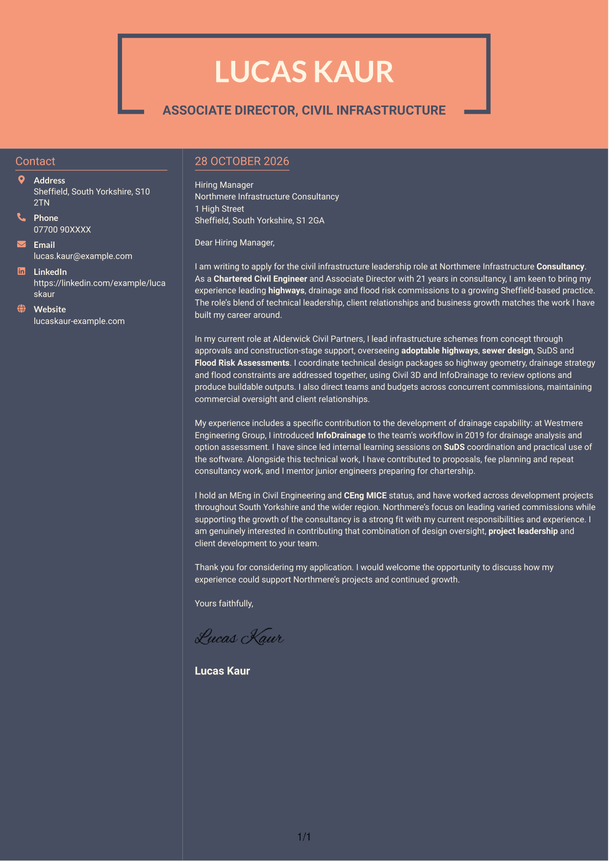 Cover letter example — page 1