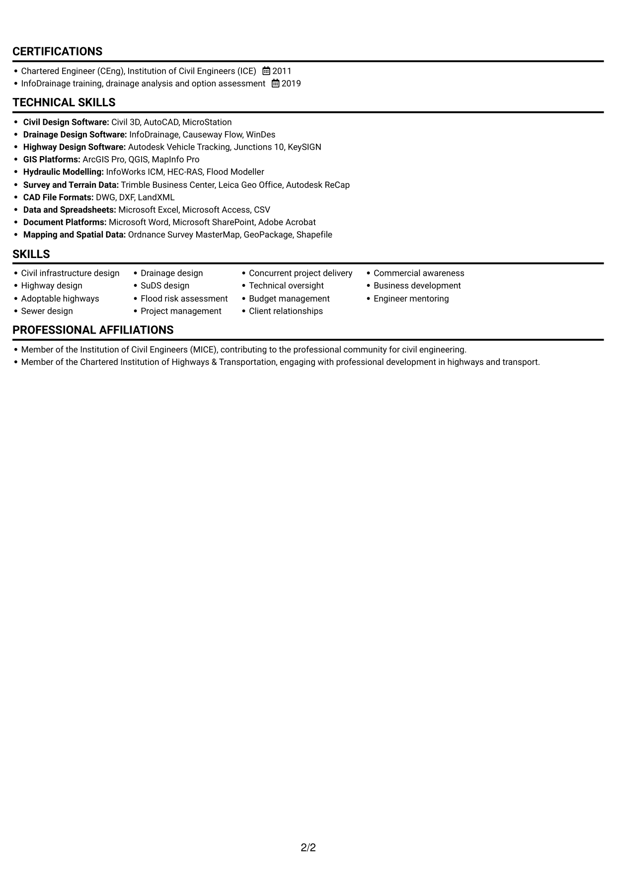 CV example — page 2