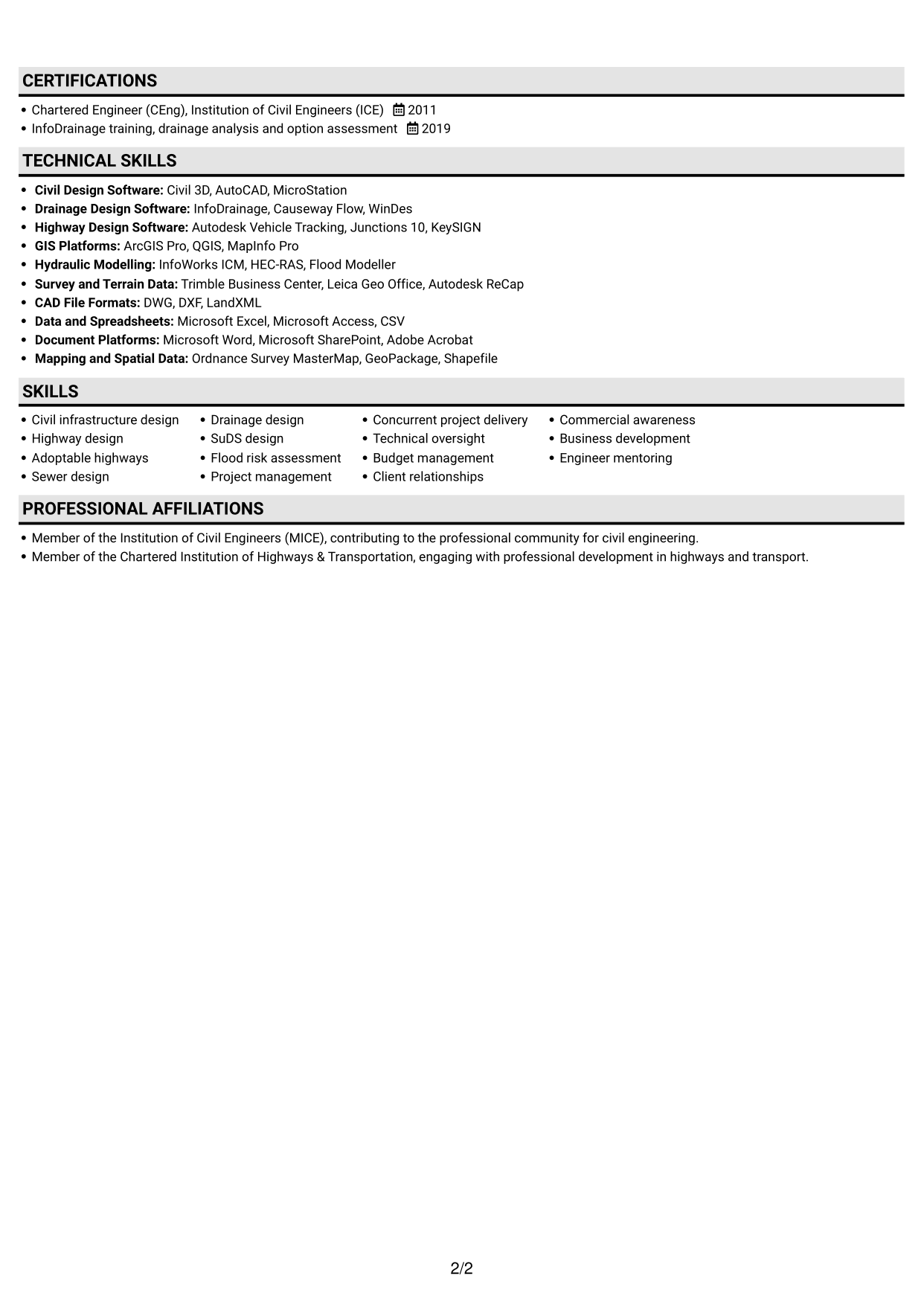 CV example — page 2