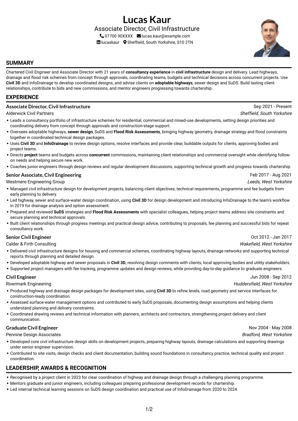 CV example — page 1