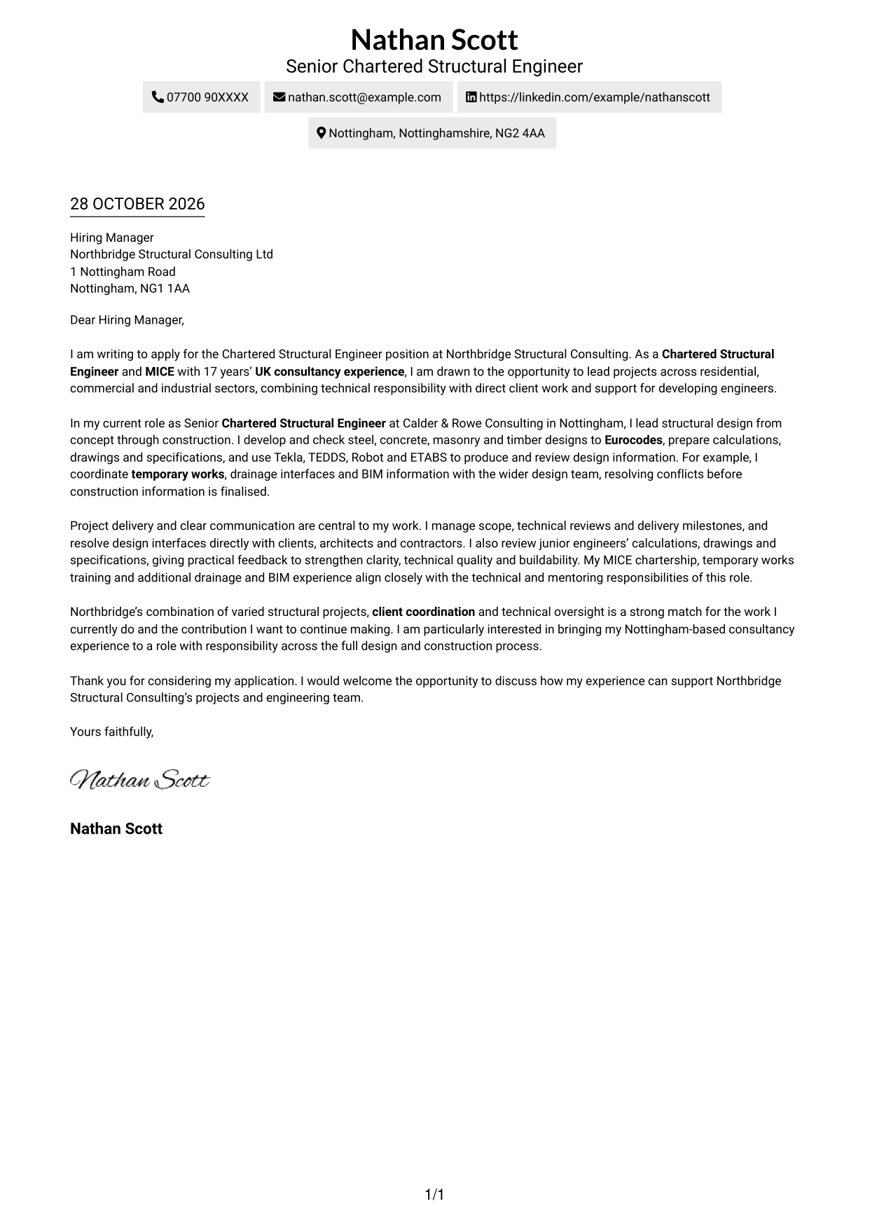Cover letter example — page 1