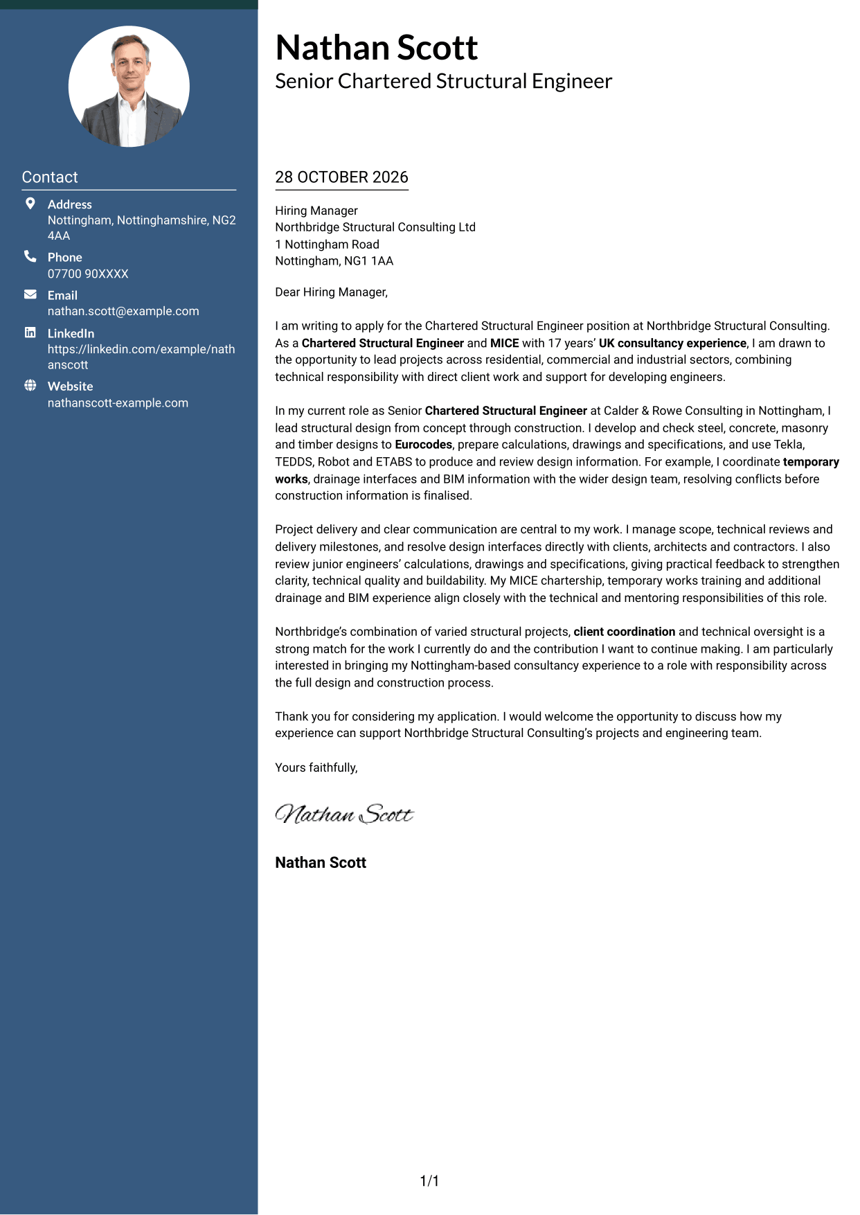 Cover letter example — page 1
