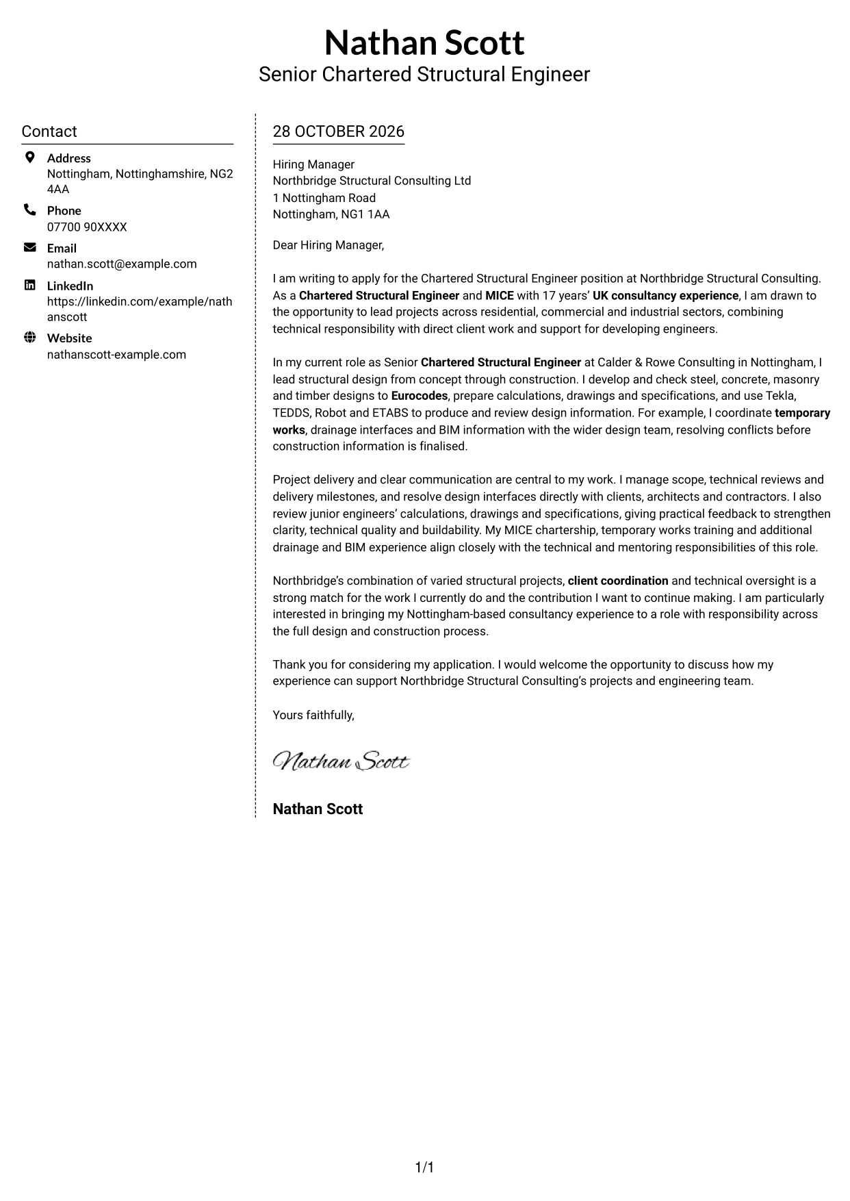 Cover letter example — page 1