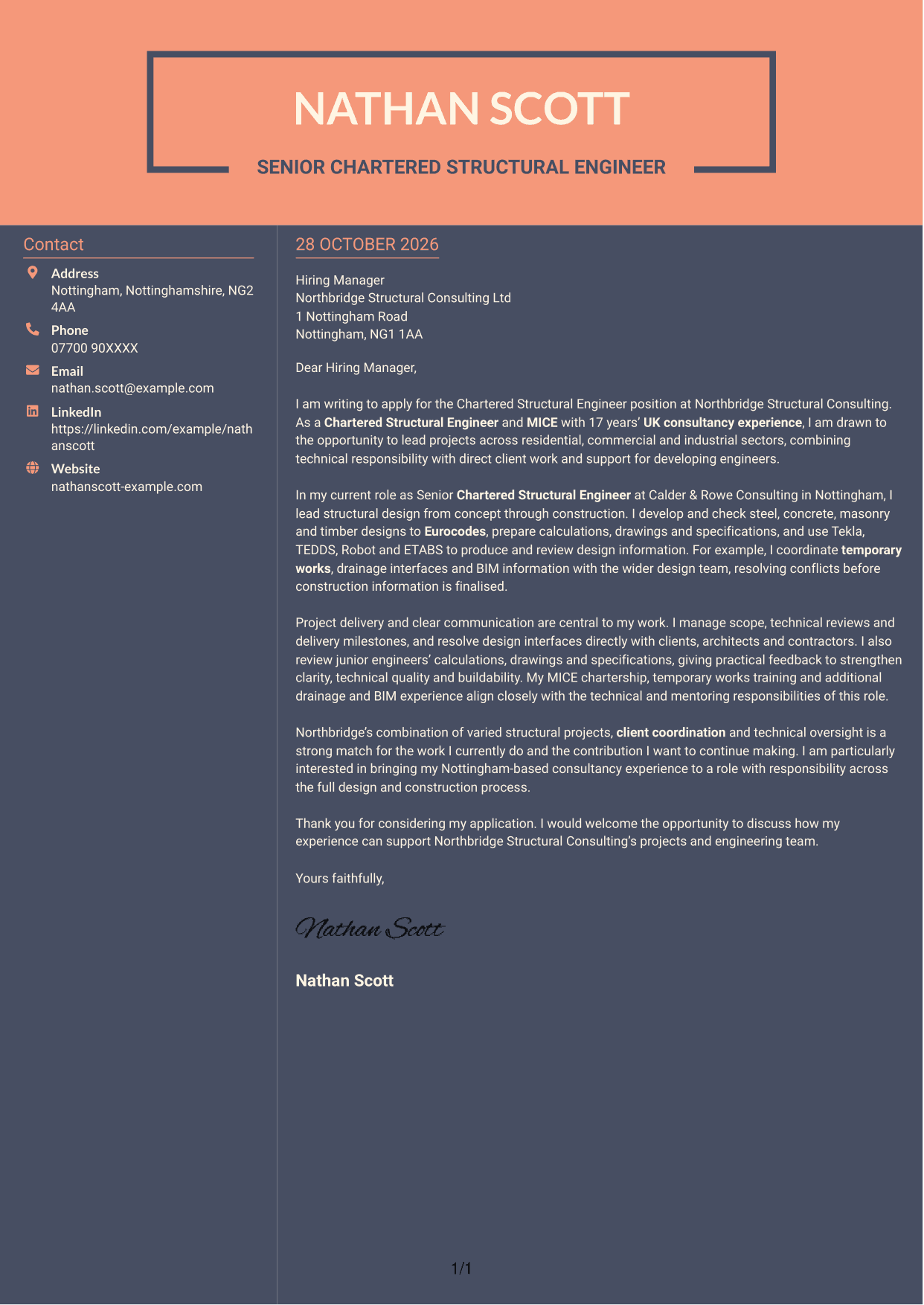 Cover letter example — page 1