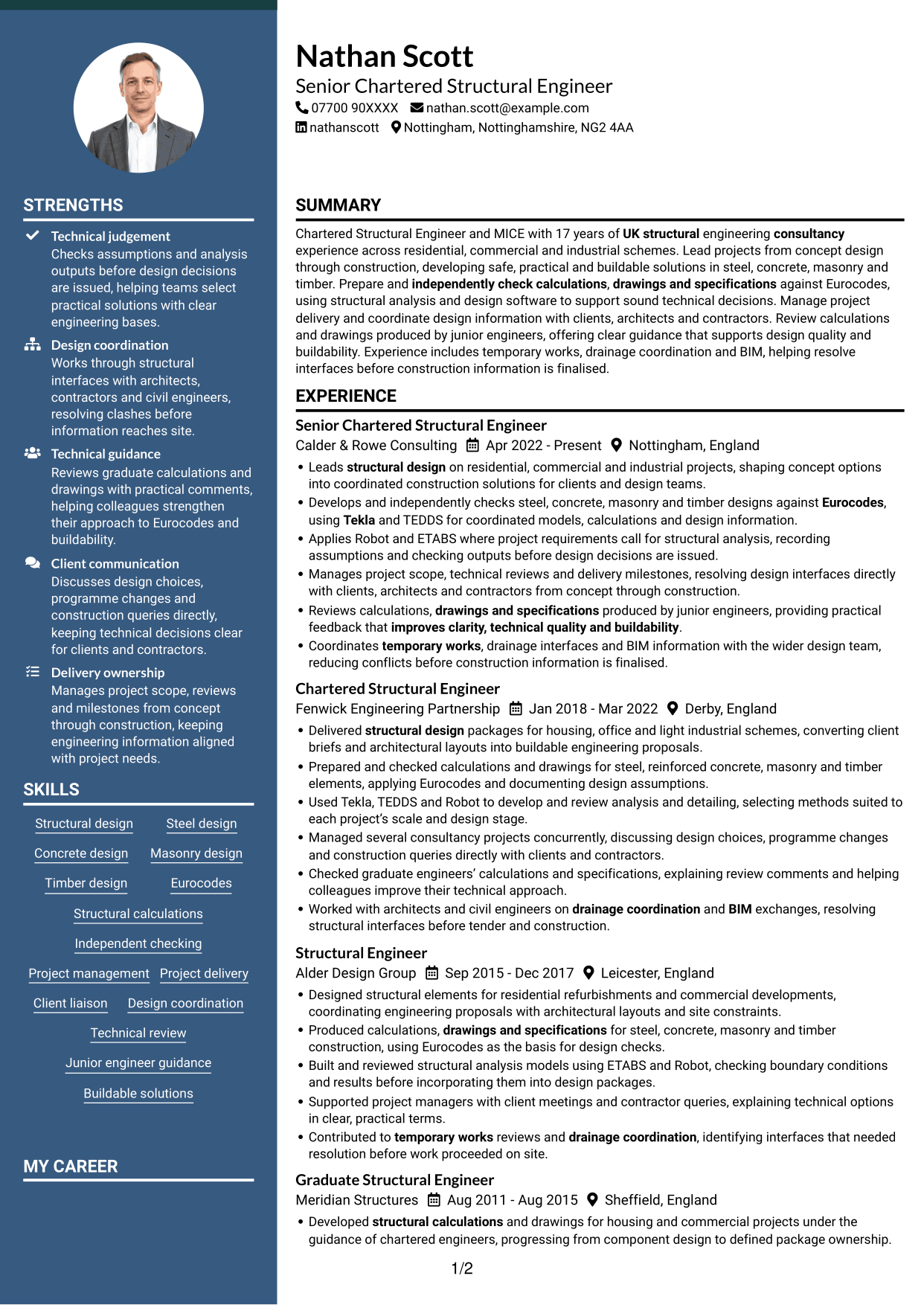 CV example — page 1