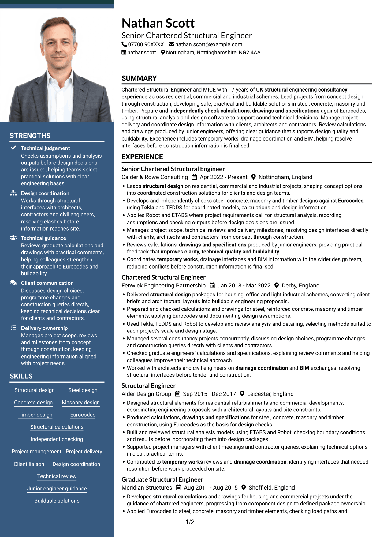 CV example — page 1