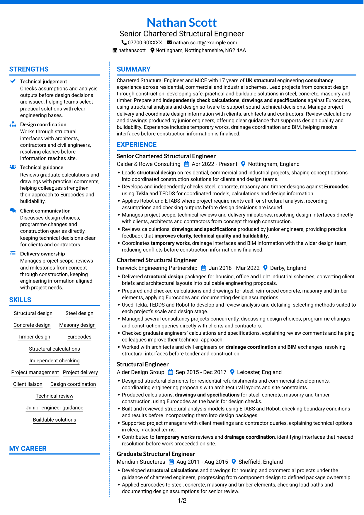 CV example — page 1