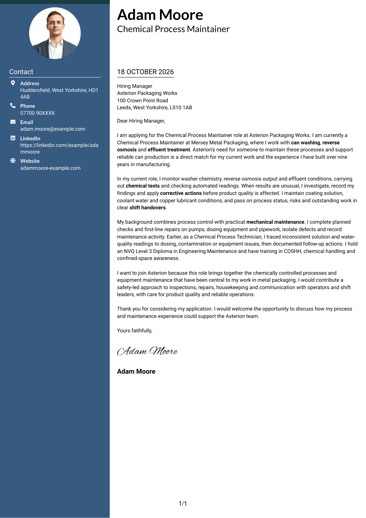 Cover letter example — page 1