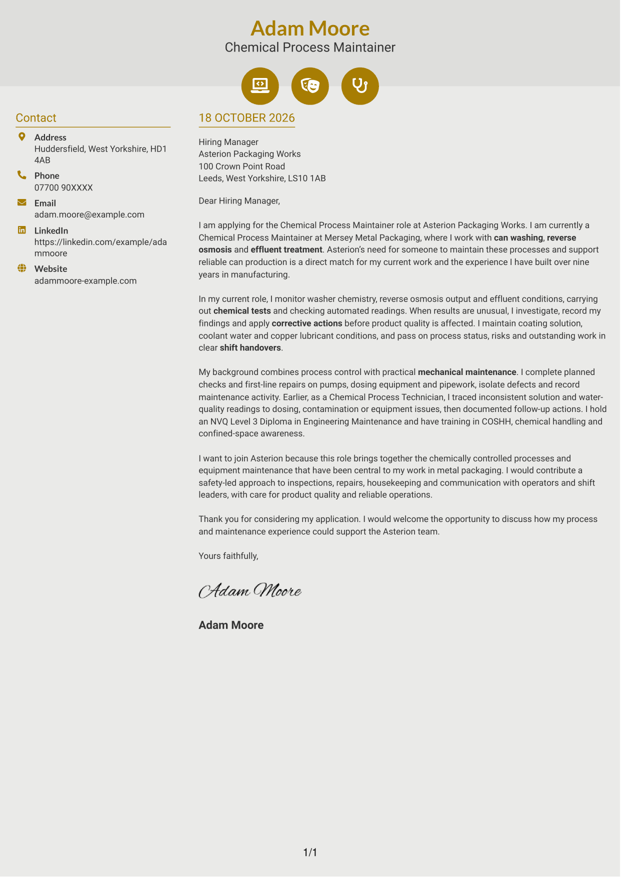 Cover letter example — page 1
