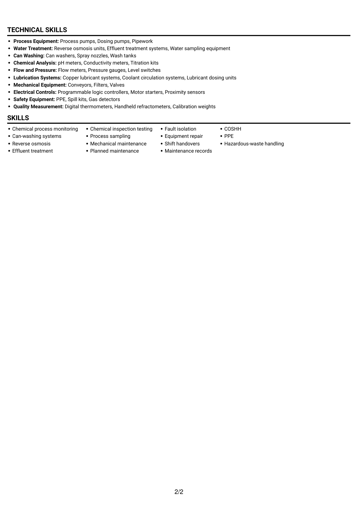 CV example — page 2