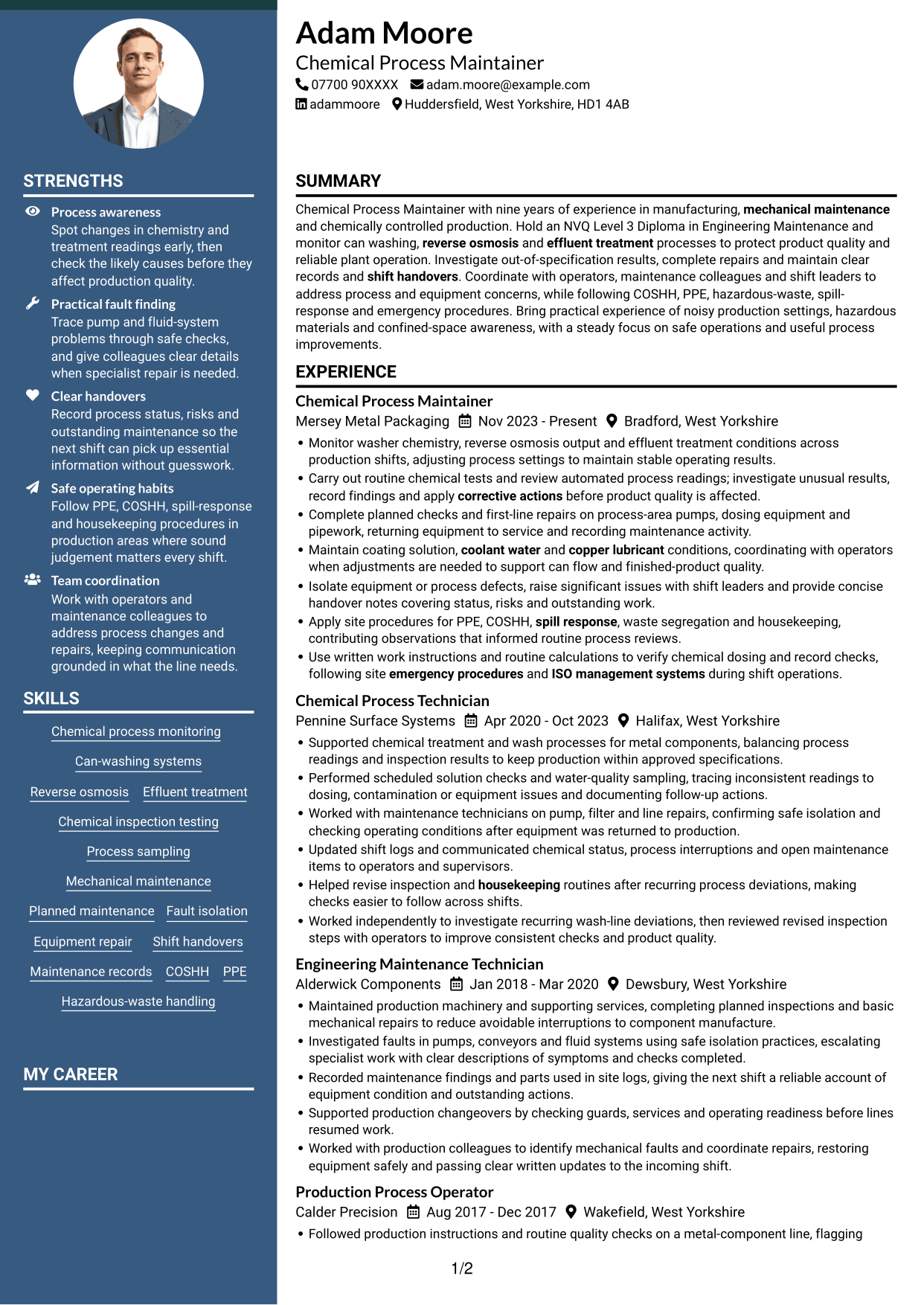 CV example — page 1