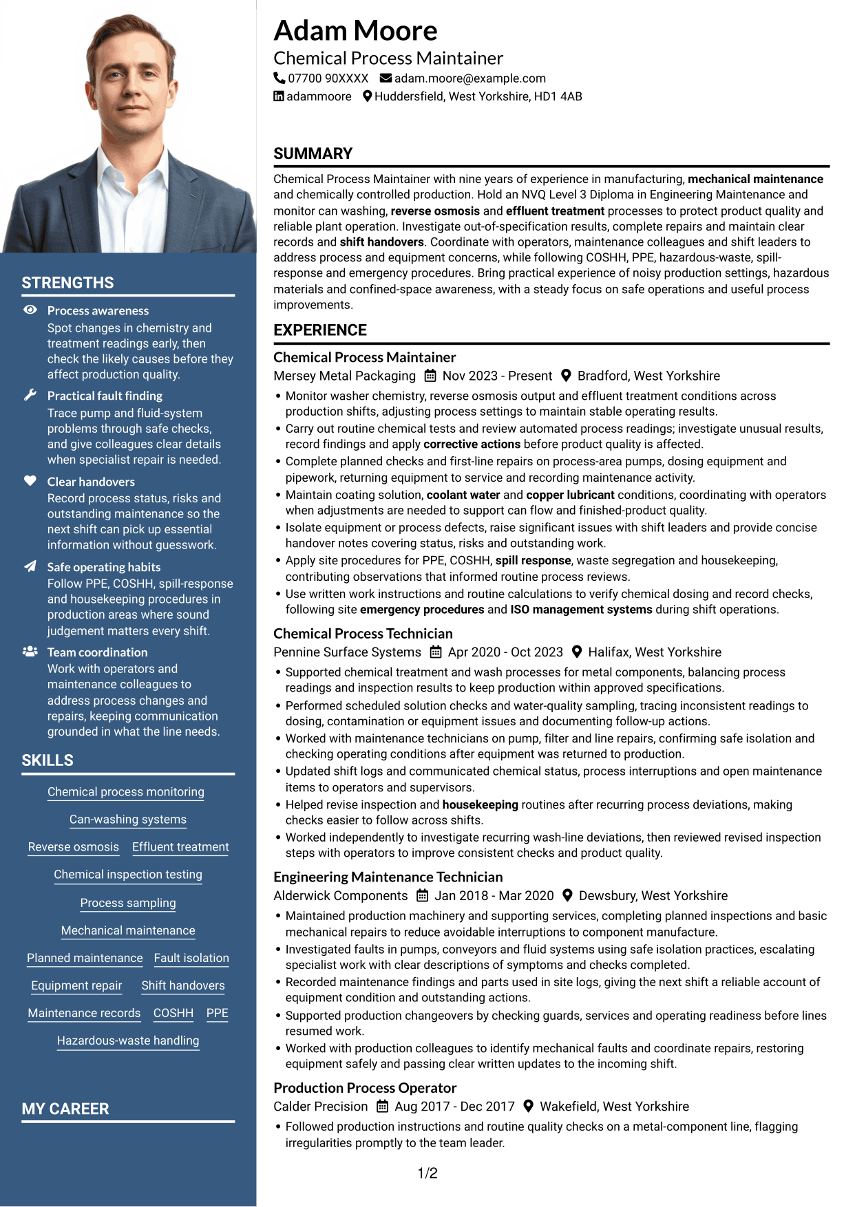 CV example — page 1