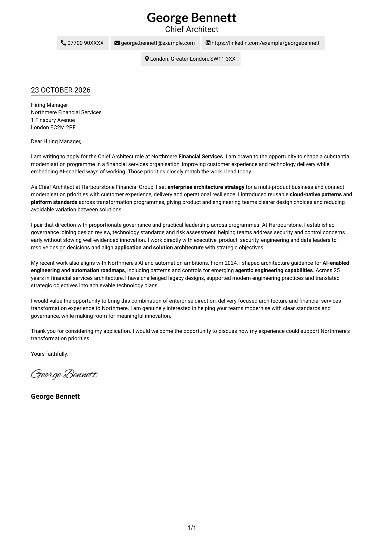 Cover letter example — page 1