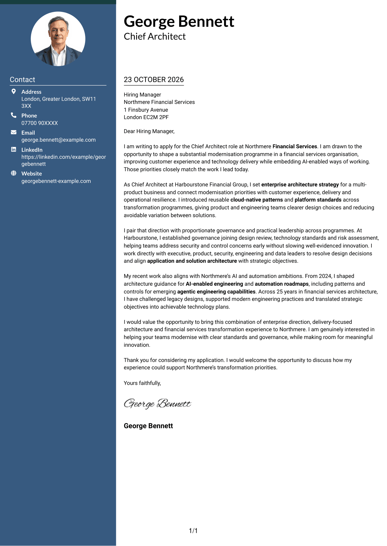 Cover letter example — page 1