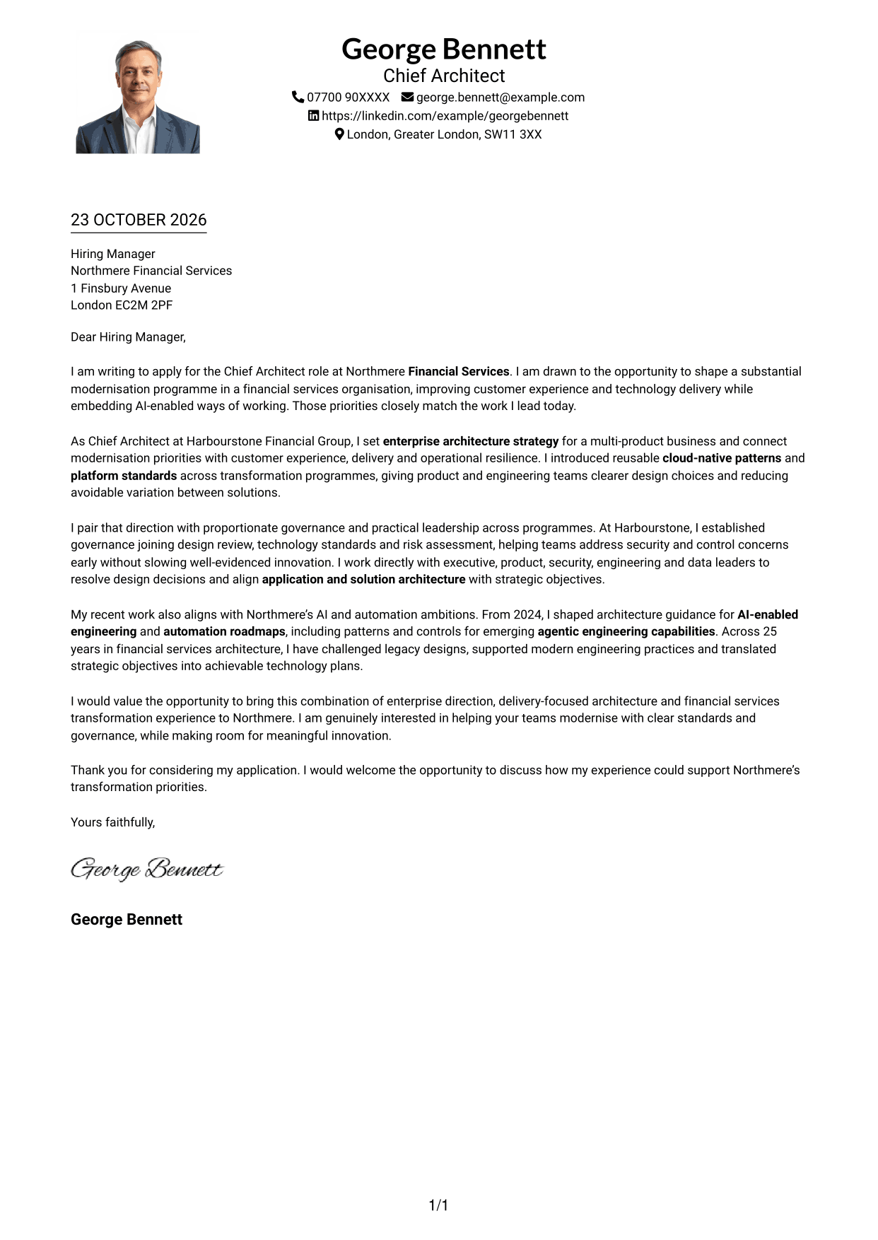 Cover letter example — page 1