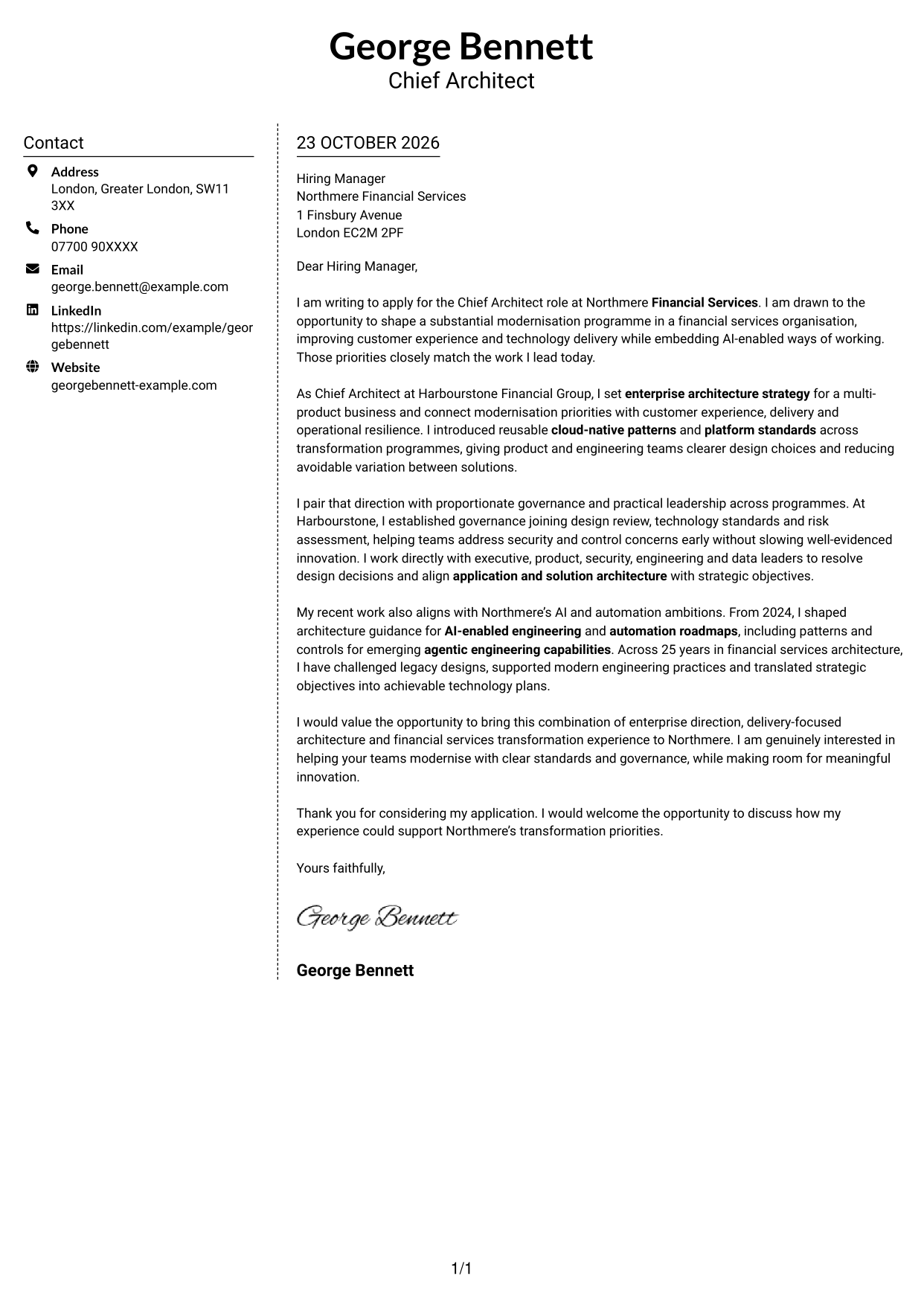 Cover letter example — page 1