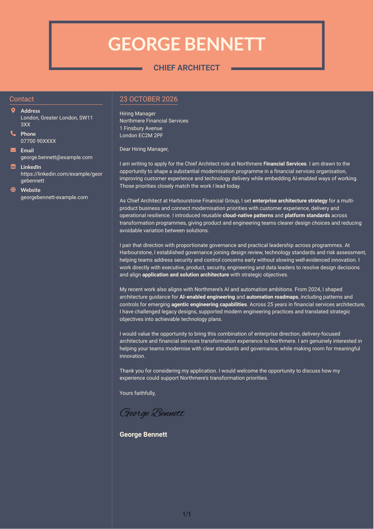 Cover letter example — page 1