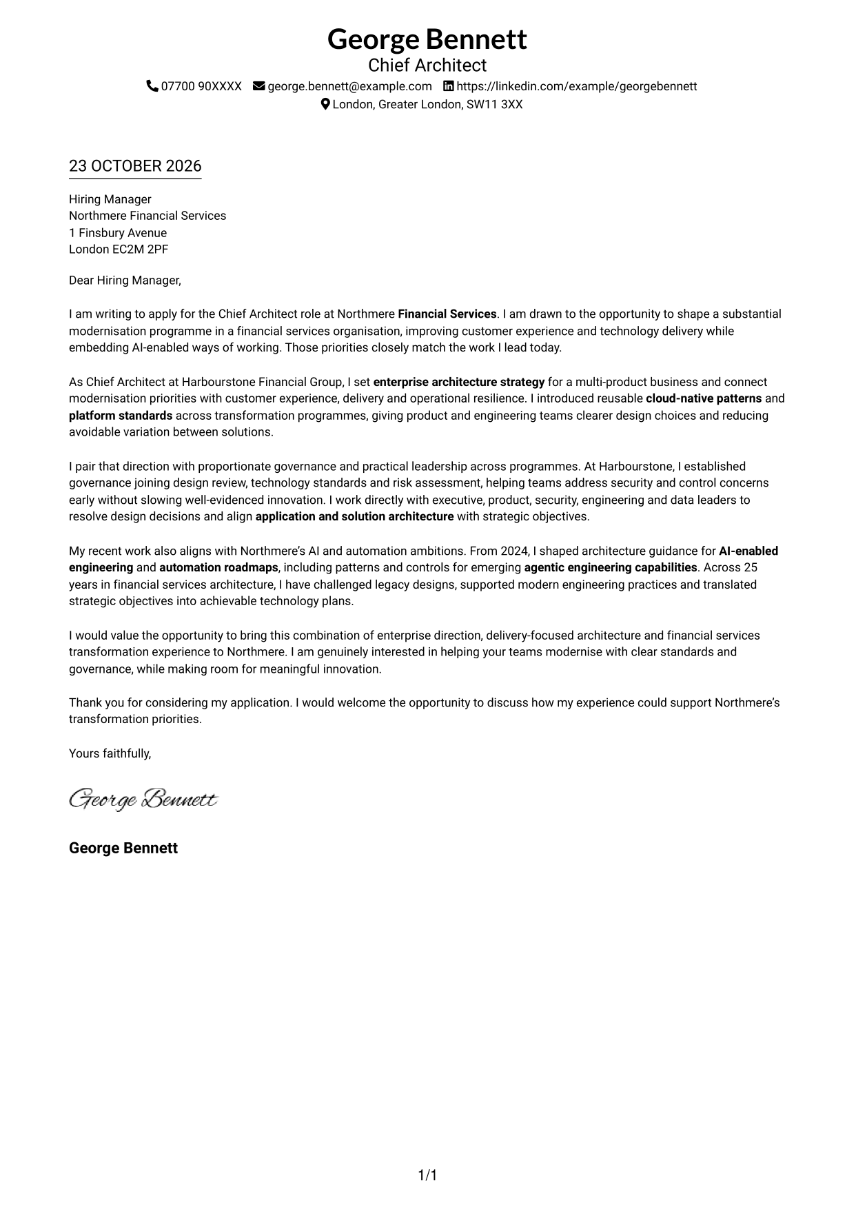 Cover letter example — page 1