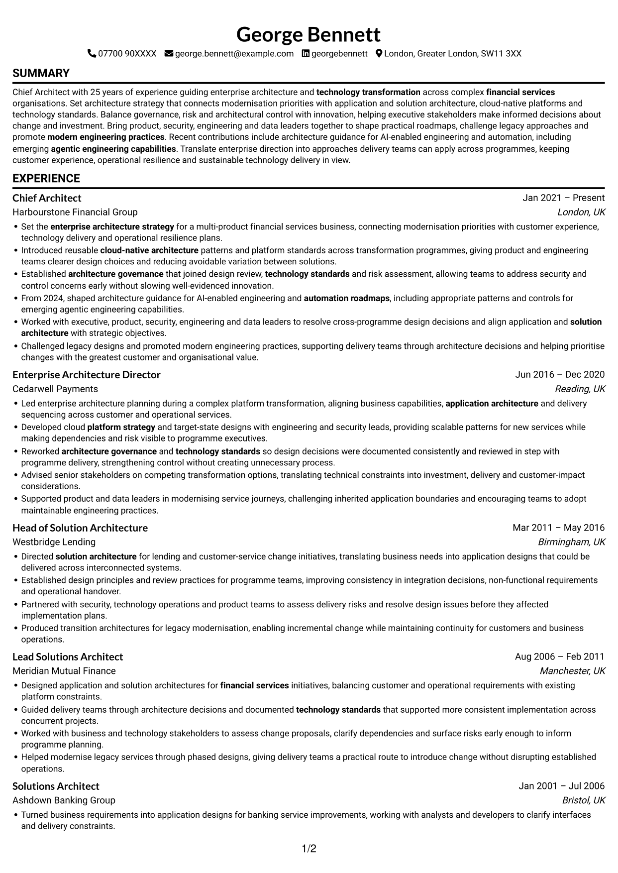 CV example — page 1