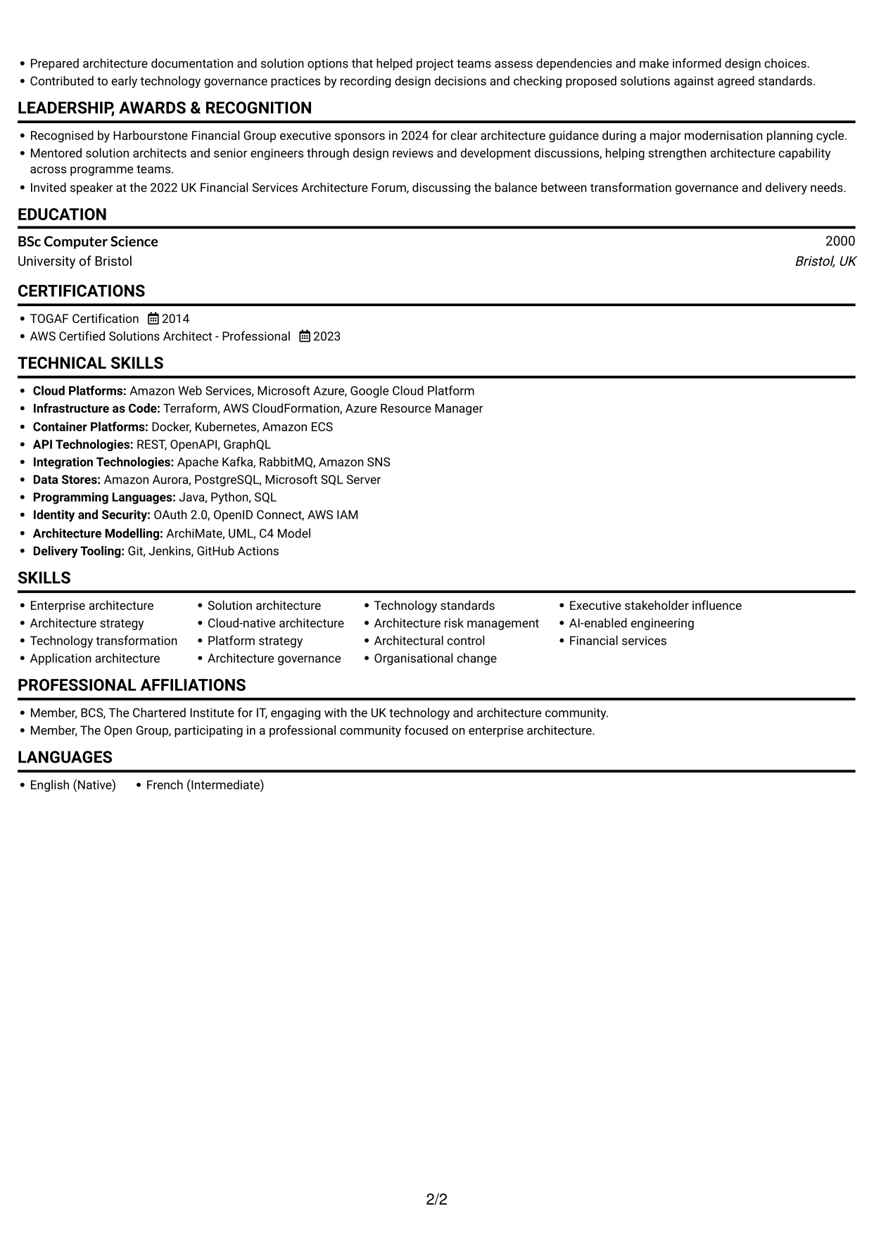 CV example — page 2