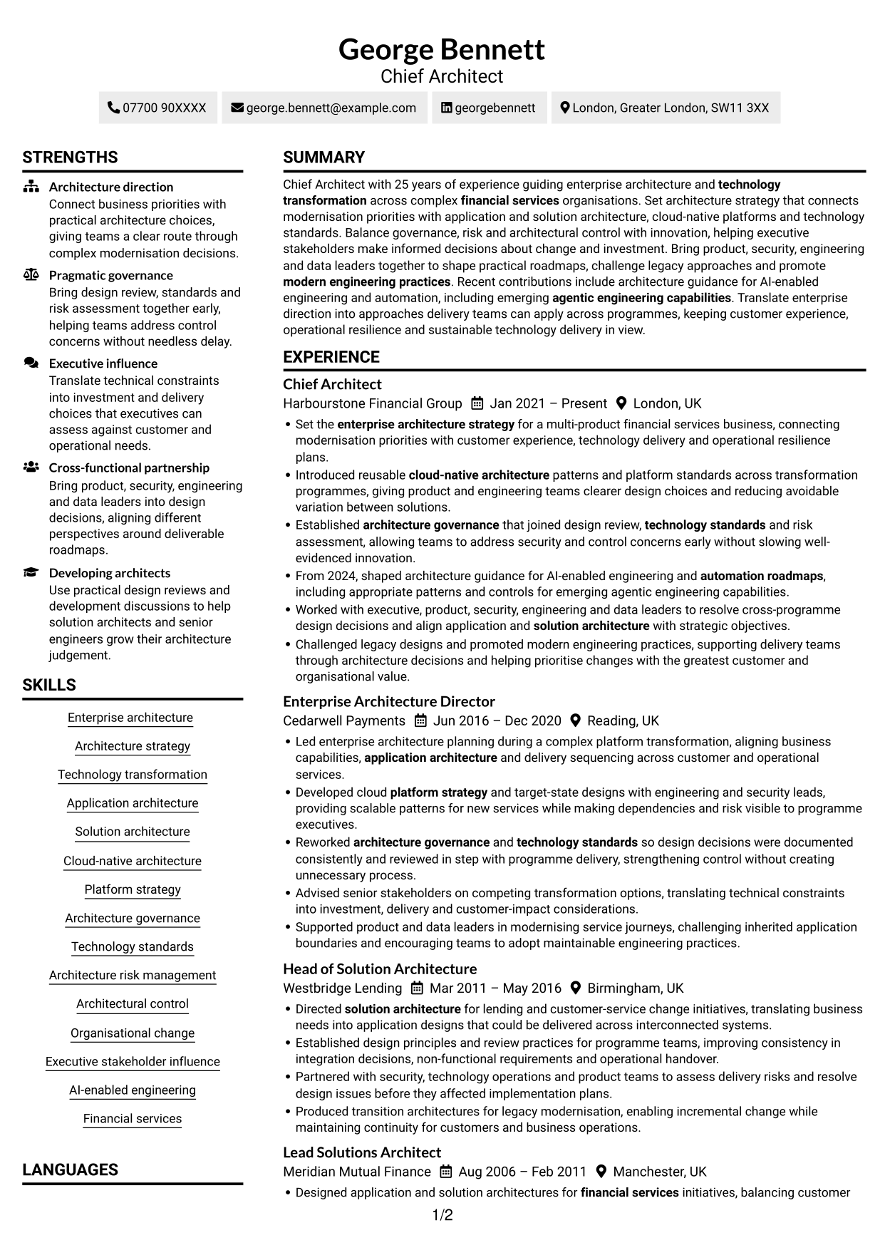 CV example — page 1