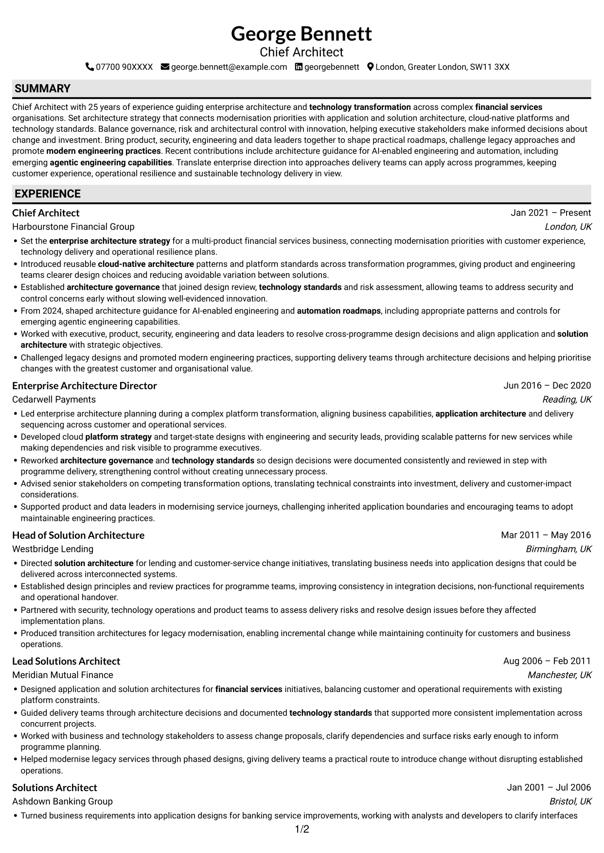 CV example — page 1