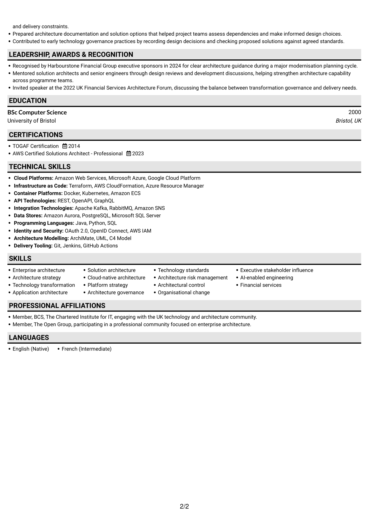 CV example — page 2