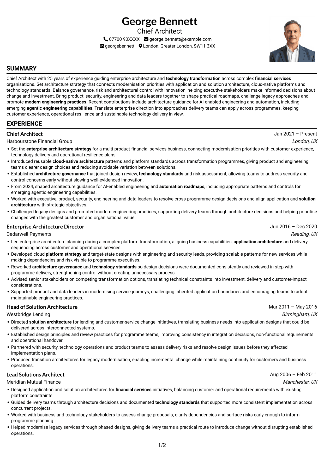 CV example — page 1