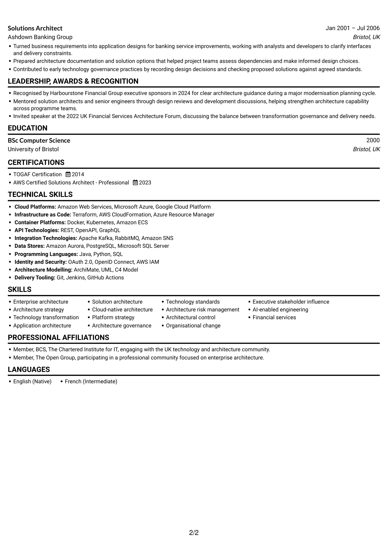 CV example — page 2