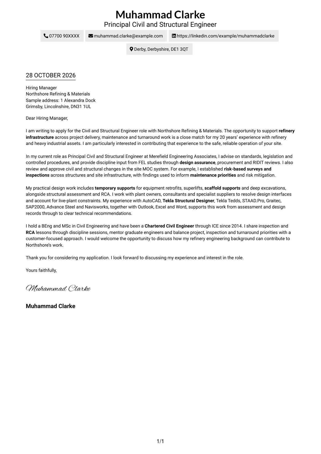 Cover letter example — page 1