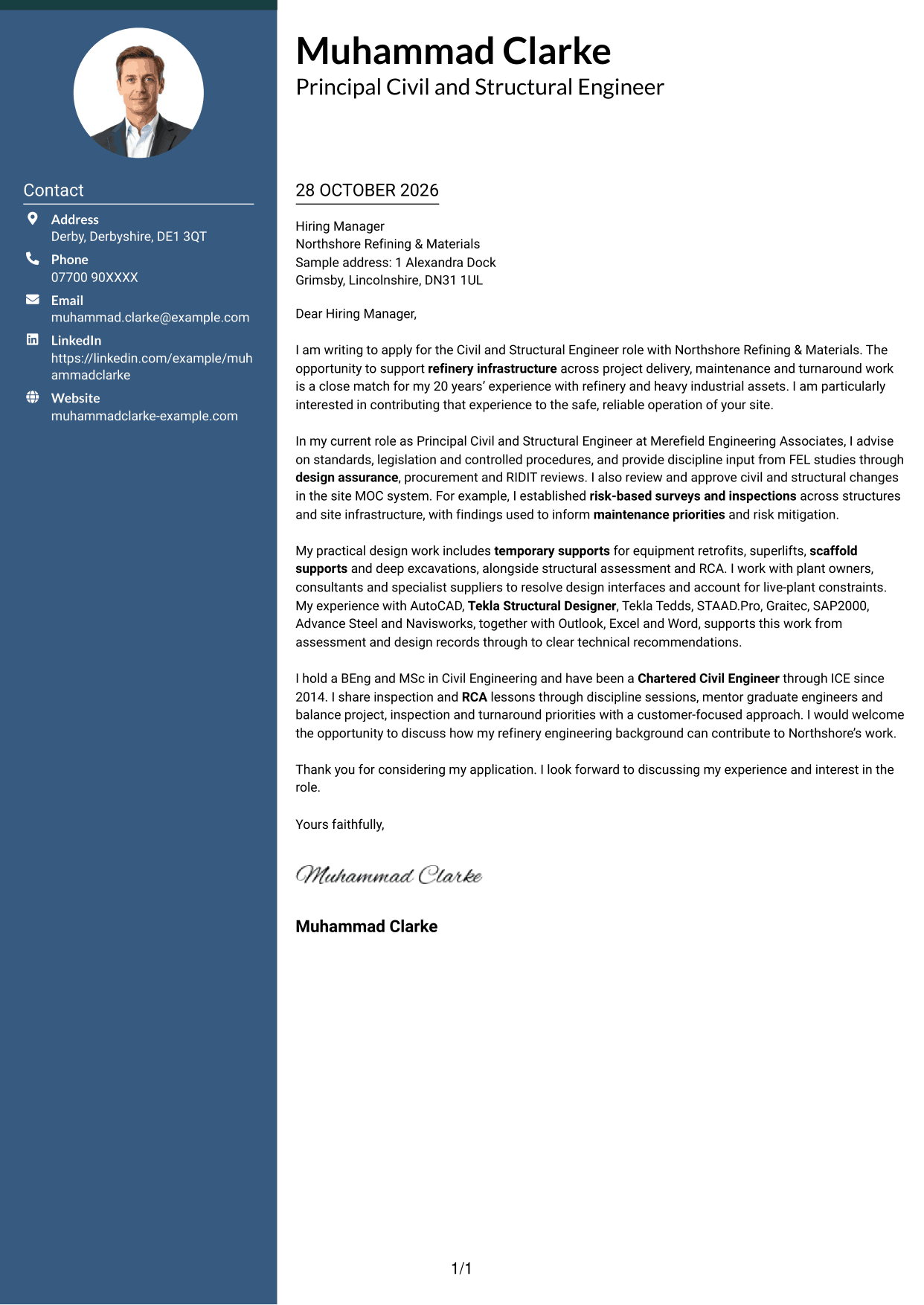 Cover letter example — page 1