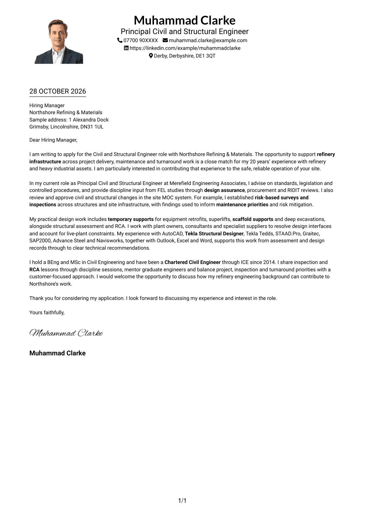 Cover letter example — page 1