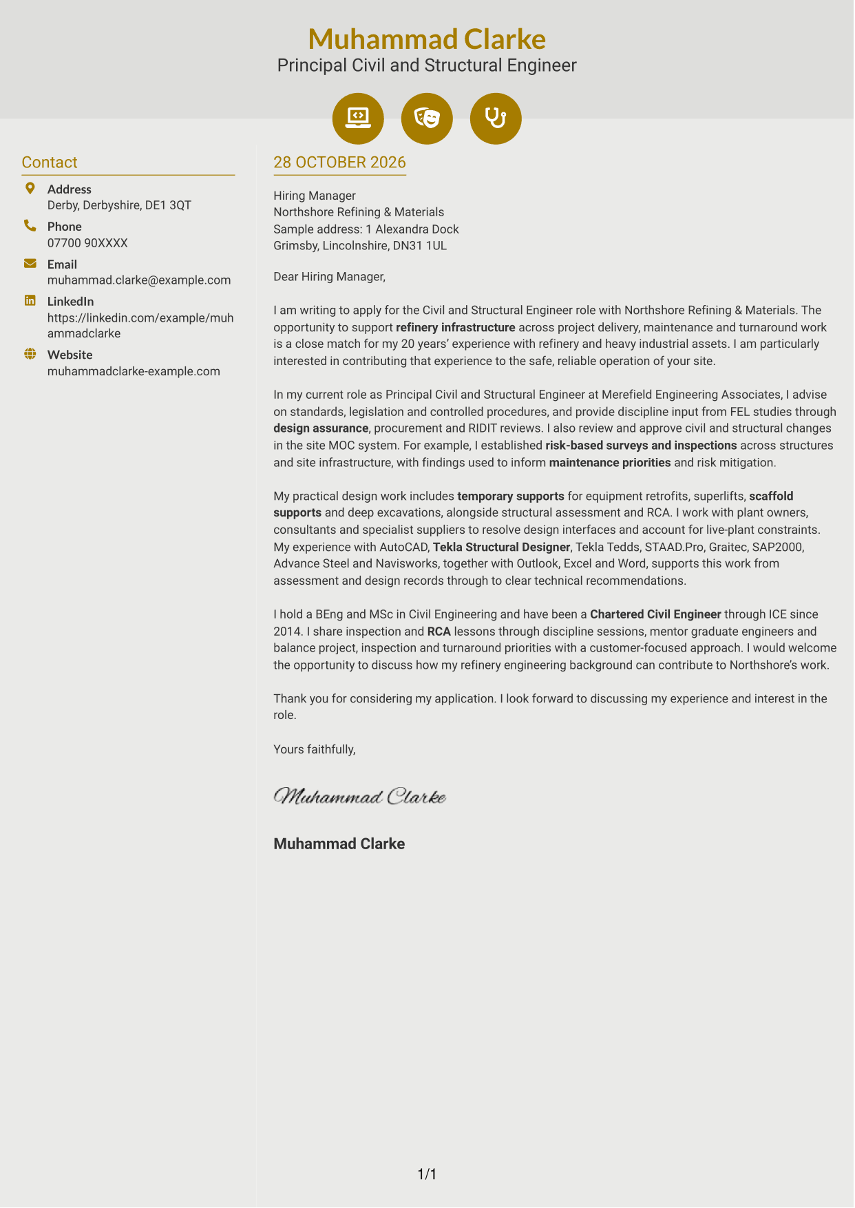 Cover letter example — page 1